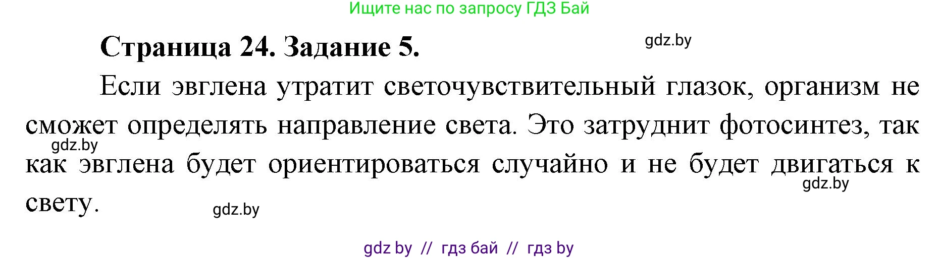 Биология, 6 класс Сборник контрольных и самостоятельных работ, авторы: Городович Наталья Ивановна, Капцевич Марина Викторовна, Сеген Елена Адамовна, издательство Аверсэв, Минск, 2021, страница 24, номер 5, Решение