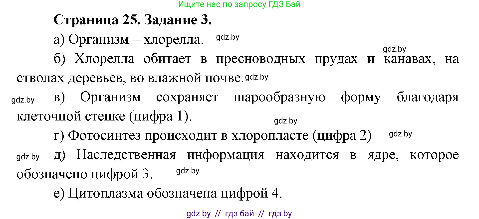 Биология, 6 класс Сборник контрольных и самостоятельных работ, авторы: Городович Наталья Ивановна, Капцевич Марина Викторовна, Сеген Елена Адамовна, издательство Аверсэв, Минск, 2021, страница 25, номер 3, Решение