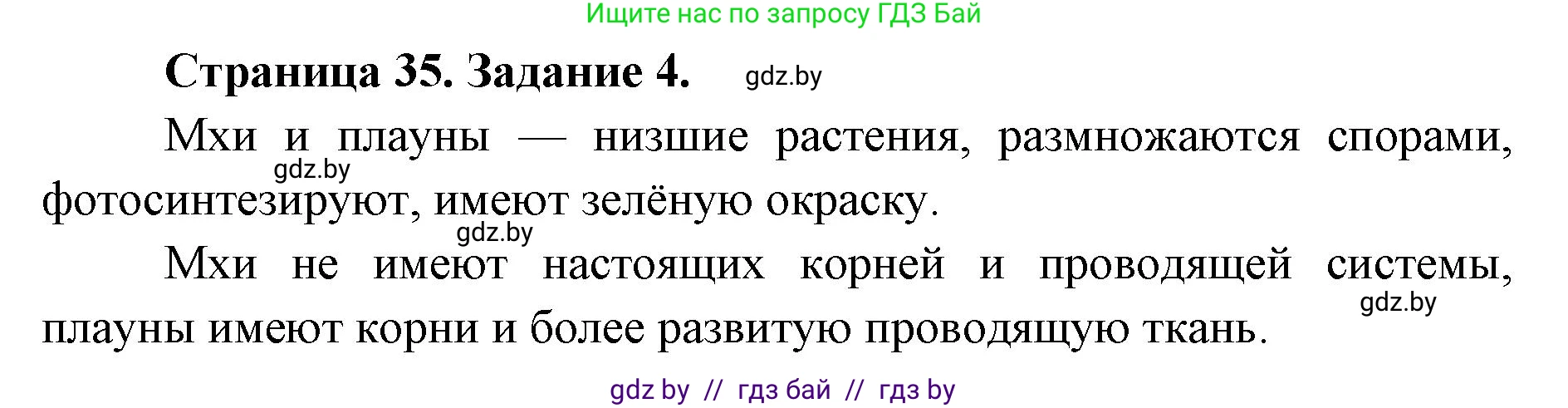 Биология, 6 класс Сборник контрольных и самостоятельных работ, авторы: Городович Наталья Ивановна, Капцевич Марина Викторовна, Сеген Елена Адамовна, издательство Аверсэв, Минск, 2021, страница 35, номер 4, Решение