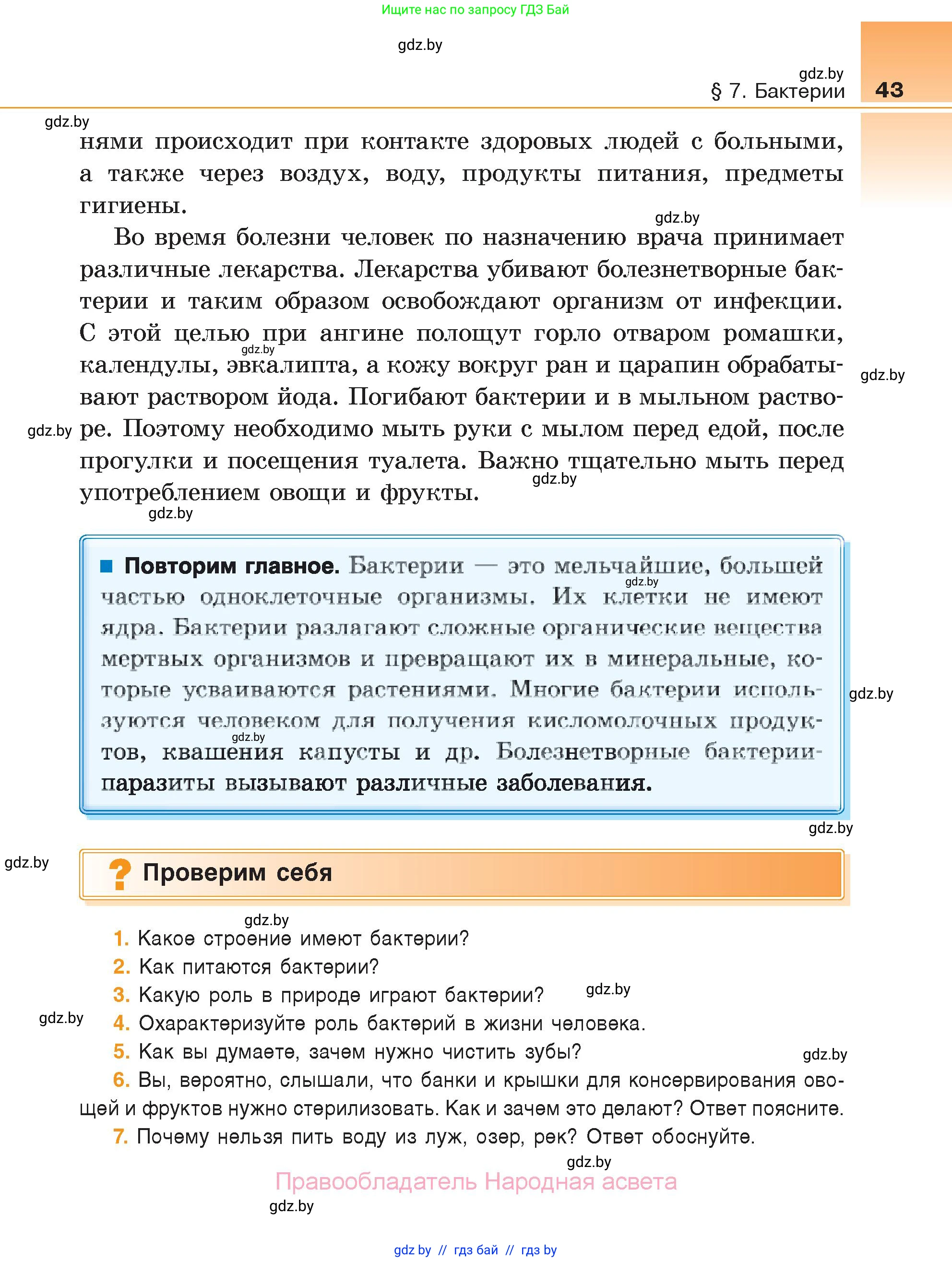 Биология, 6 класс Учебник, автор: Лисов Николай Дмитриевич, издательство Народная асвета, Минск, 2021, зелёного цвета, страница 43