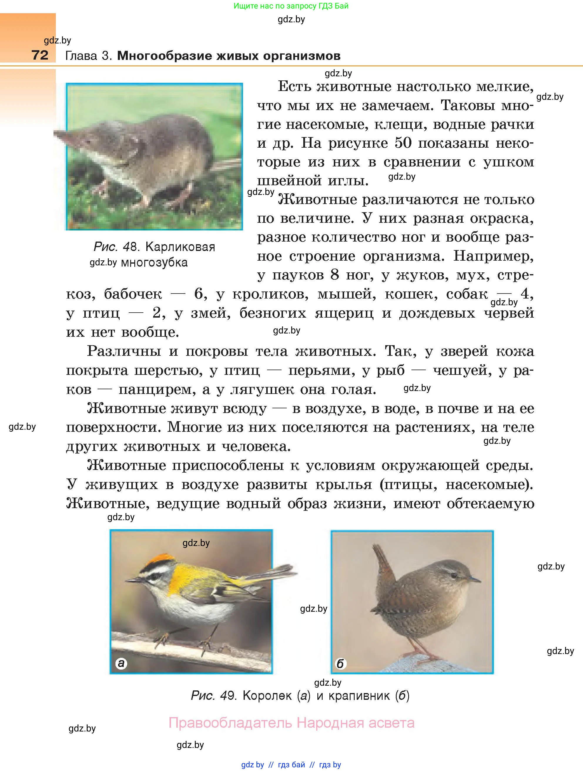 Биология, 6 класс Учебник, автор: Лисов Николай Дмитриевич, издательство Народная асвета, Минск, 2021, зелёного цвета, страница 72