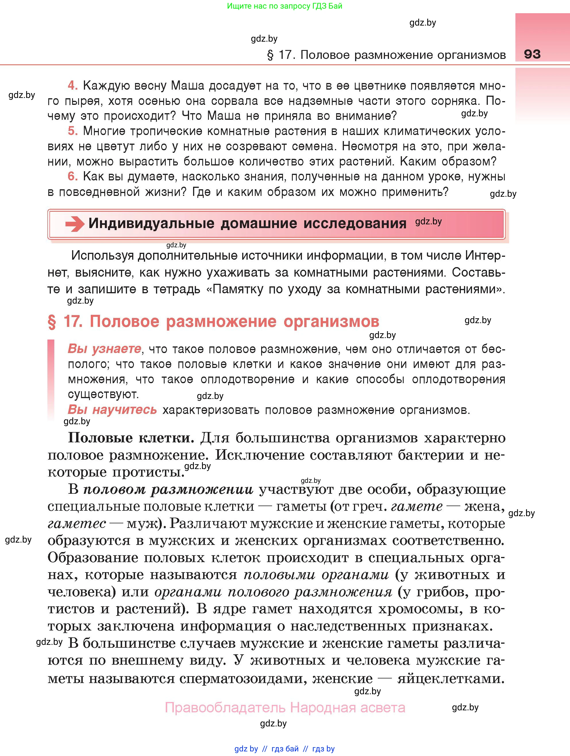 Биология, 6 класс Учебник, автор: Лисов Николай Дмитриевич, издательство Народная асвета, Минск, 2021, зелёного цвета, страница 93