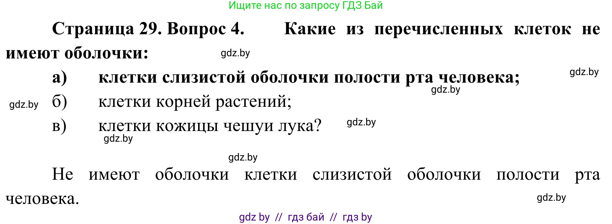 Биология, 6 класс Учебник, автор: Лисов Николай Дмитриевич, издательство Народная асвета, Минск, 2021, зелёного цвета, страница 29, номер 4, Решение