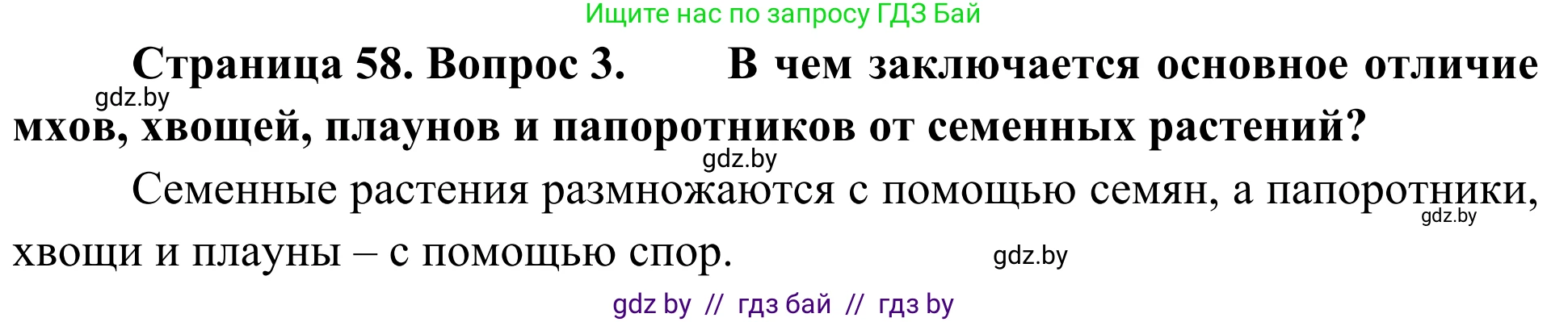 Биология, 6 класс Учебник, автор: Лисов Николай Дмитриевич, издательство Народная асвета, Минск, 2021, зелёного цвета, страница 58, номер 3, Решение