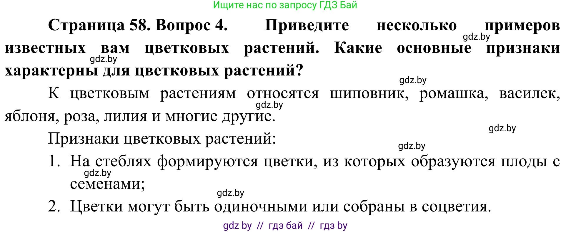 Биология, 6 класс Учебник, автор: Лисов Николай Дмитриевич, издательство Народная асвета, Минск, 2021, зелёного цвета, страница 58, номер 4, Решение