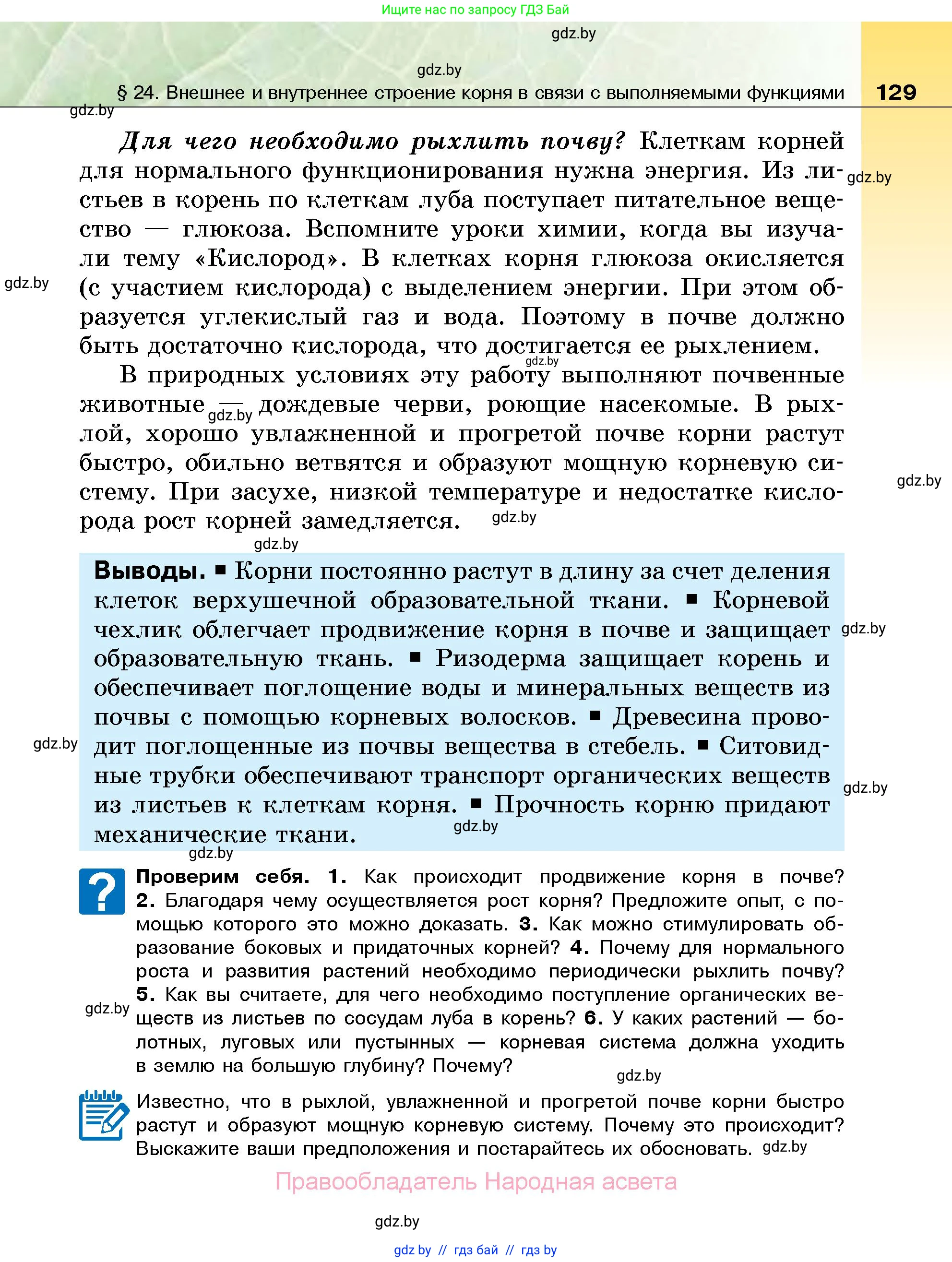 Биология, 7 класс Учебник, автор: Лисов Николай Дмитриевич, издательство Народная асвета, Минск, 2022, зелёного цвета, страница 129