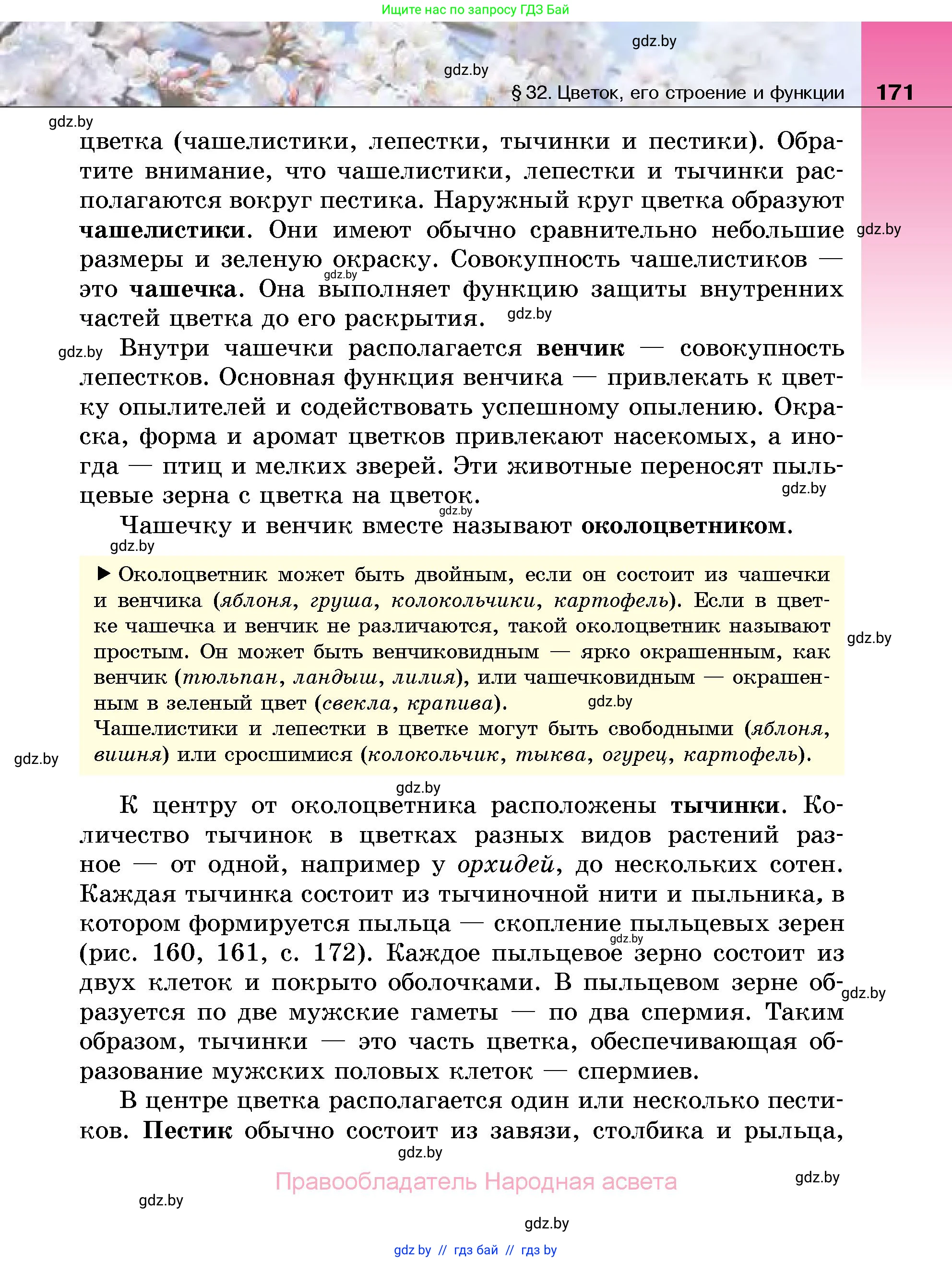 Биология, 7 класс Учебник, автор: Лисов Николай Дмитриевич, издательство Народная асвета, Минск, 2022, зелёного цвета, страница 171