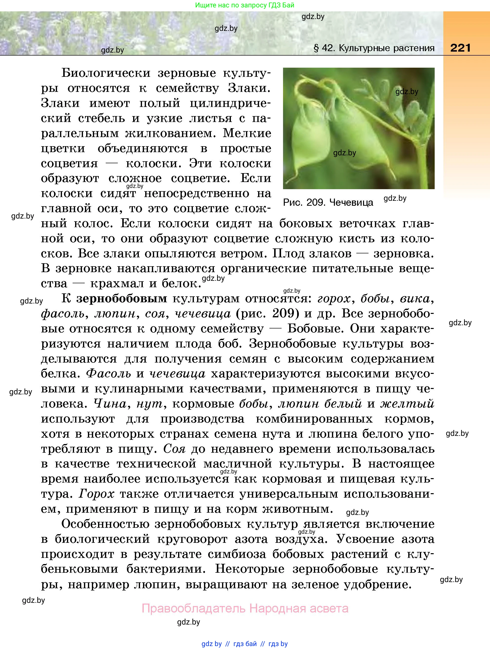 Биология, 7 класс Учебник, автор: Лисов Николай Дмитриевич, издательство Народная асвета, Минск, 2022, зелёного цвета, страница 221