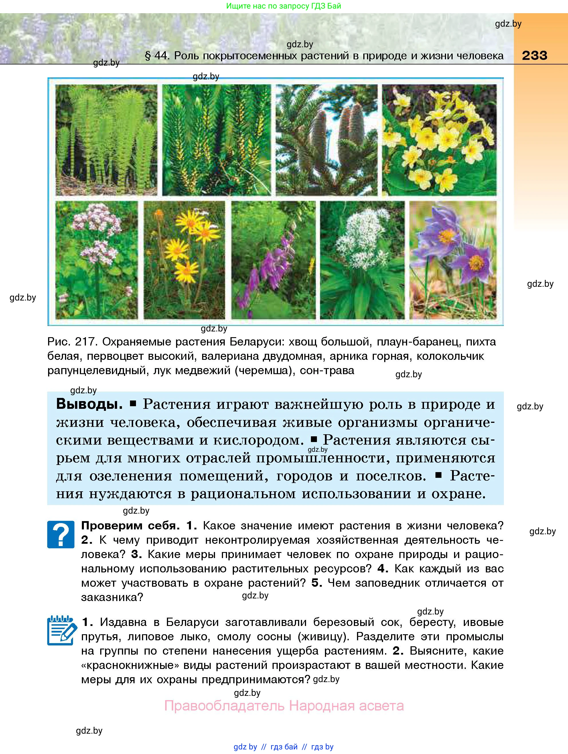 Биология, 7 класс Учебник, автор: Лисов Николай Дмитриевич, издательство Народная асвета, Минск, 2022, зелёного цвета, страница 233