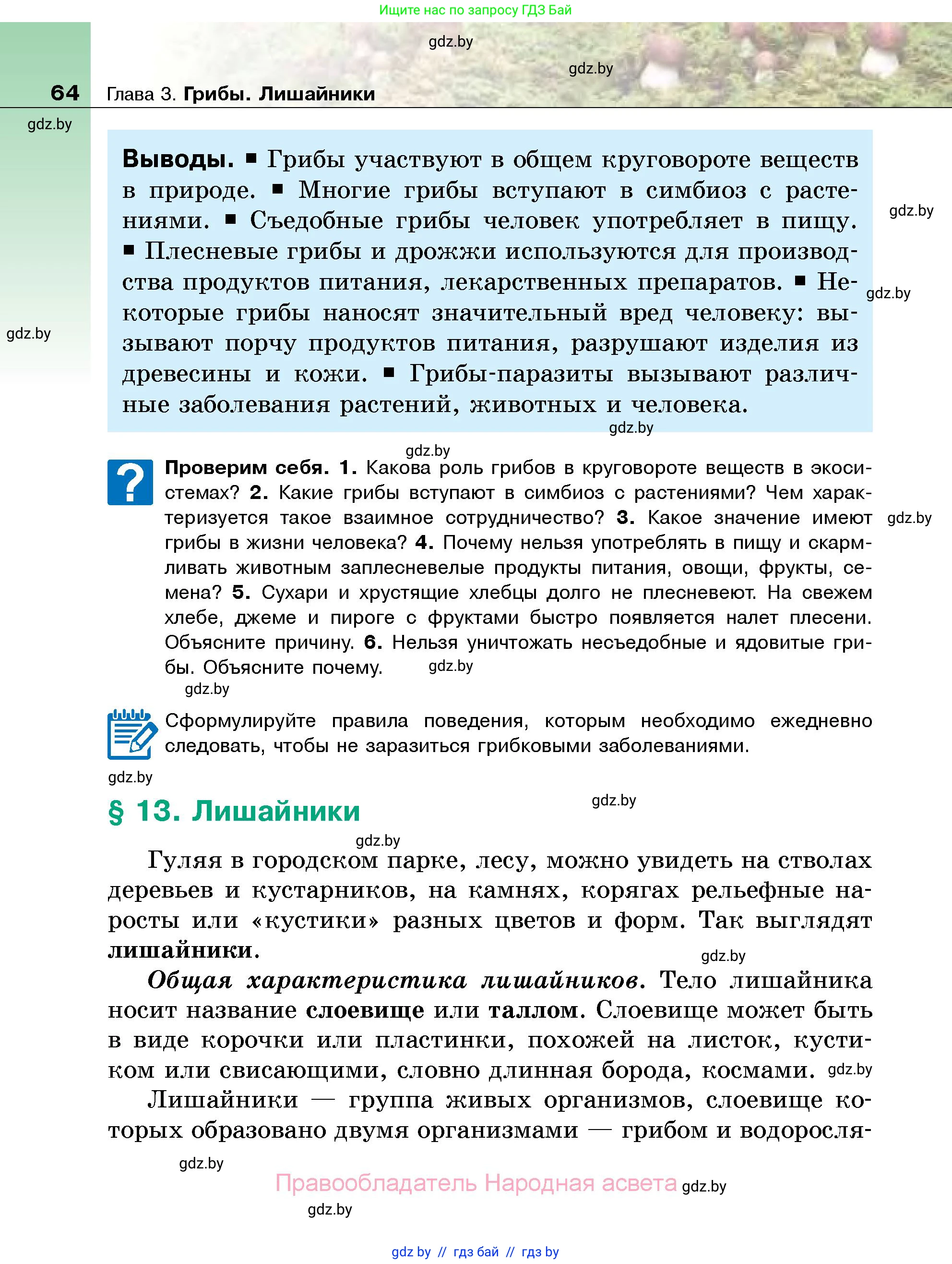 Биология, 7 класс Учебник, автор: Лисов Николай Дмитриевич, издательство Народная асвета, Минск, 2022, зелёного цвета, страница 64