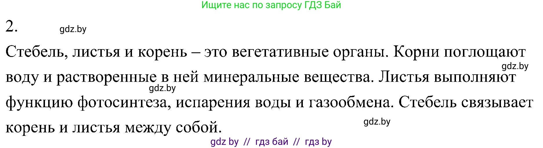 Биология, 7 класс Учебник, автор: Лисов Николай Дмитриевич, издательство Народная асвета, Минск, 2022, зелёного цвета, страница 75, номер 2, Решение