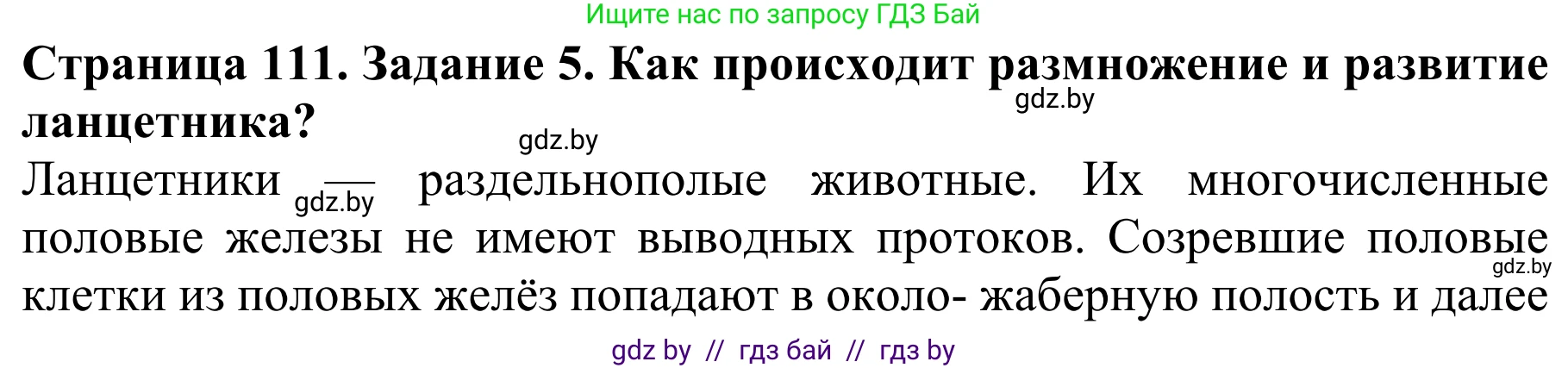 Биология, 8 класс Учебник, авторы: Бедарик Ирина Геннадьевна, Бедарик Александр Евгеньевич, Иванов Владимир Николаевич, издательство Адукацыя i выхаванне, Минск, 2023, зелёного цвета, страница 111, номер 5, Решение