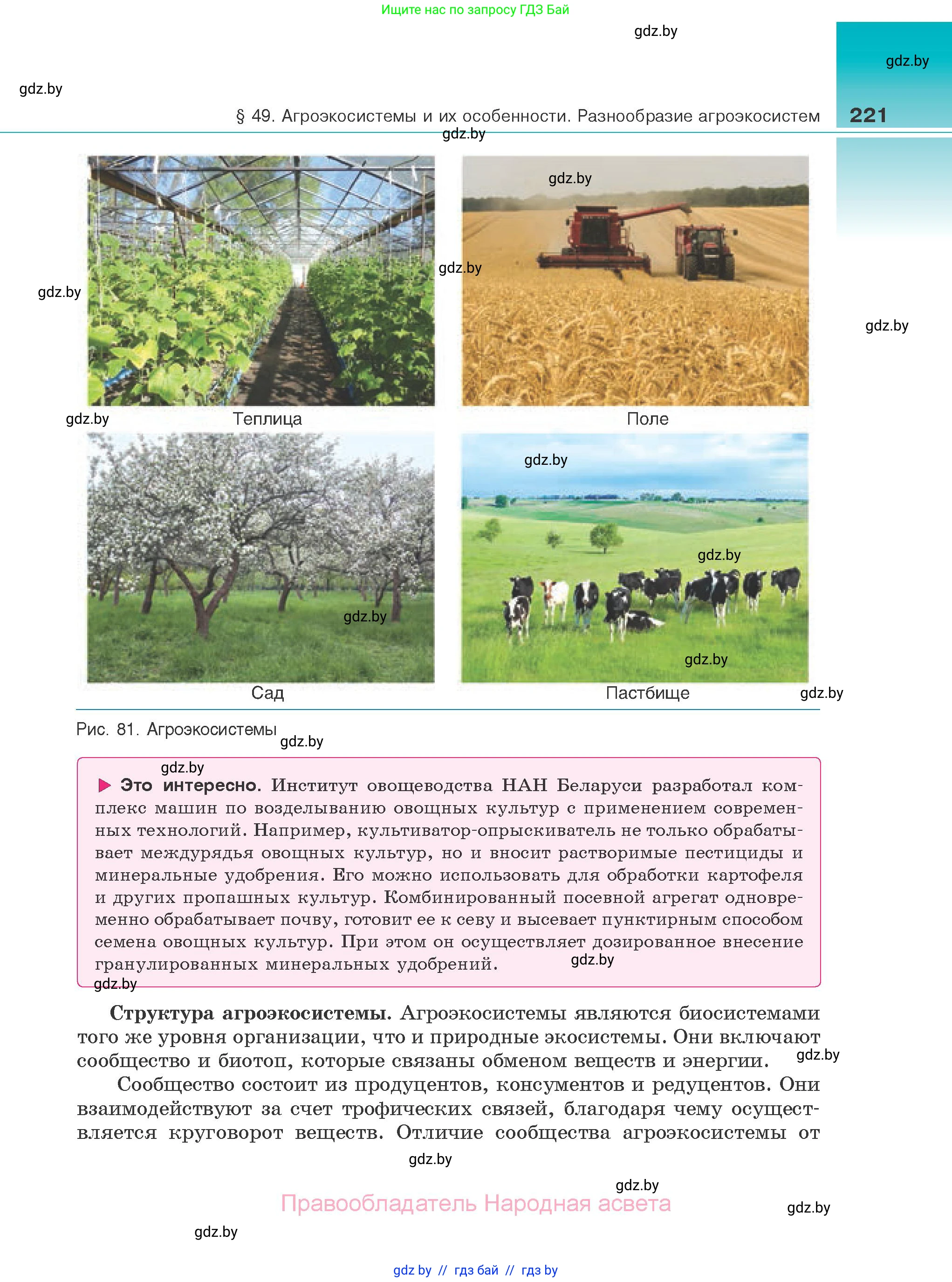 Биология, 10 класс Учебник, авторы: Маглыш Сабина Степановна, Кравченко Вячеслав Анатольевич, Довгун Татьяна Яновна, издательство Народная асвета, Минск, 2020, зелёного цвета, страница 221