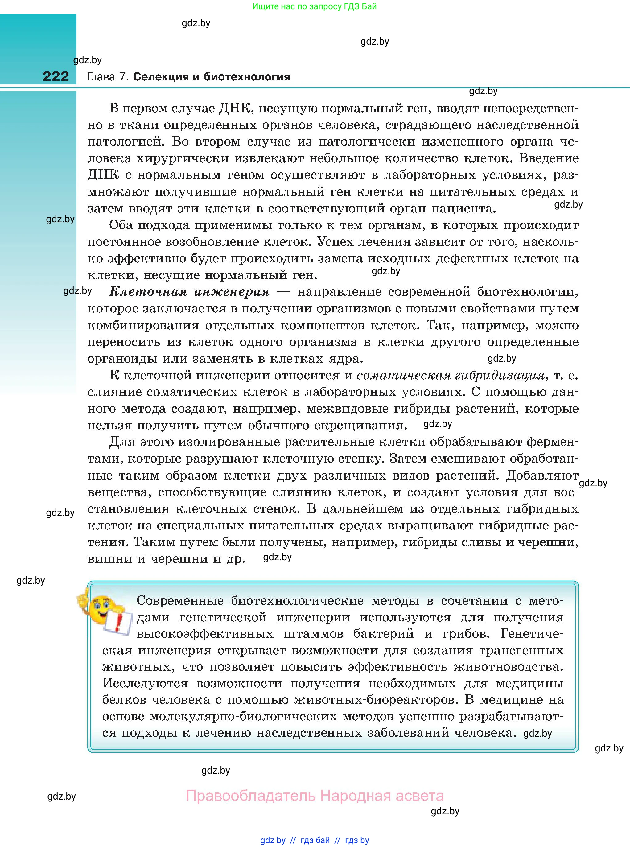 Биология, 11 класс Учебник, авторы: Дашков Максим Леонидович, Песнякевич Александр Георгиевич, Головач Алексей Михайлович, издательство Народная асвета, Минск, 2021, голубого цвета, страница 222