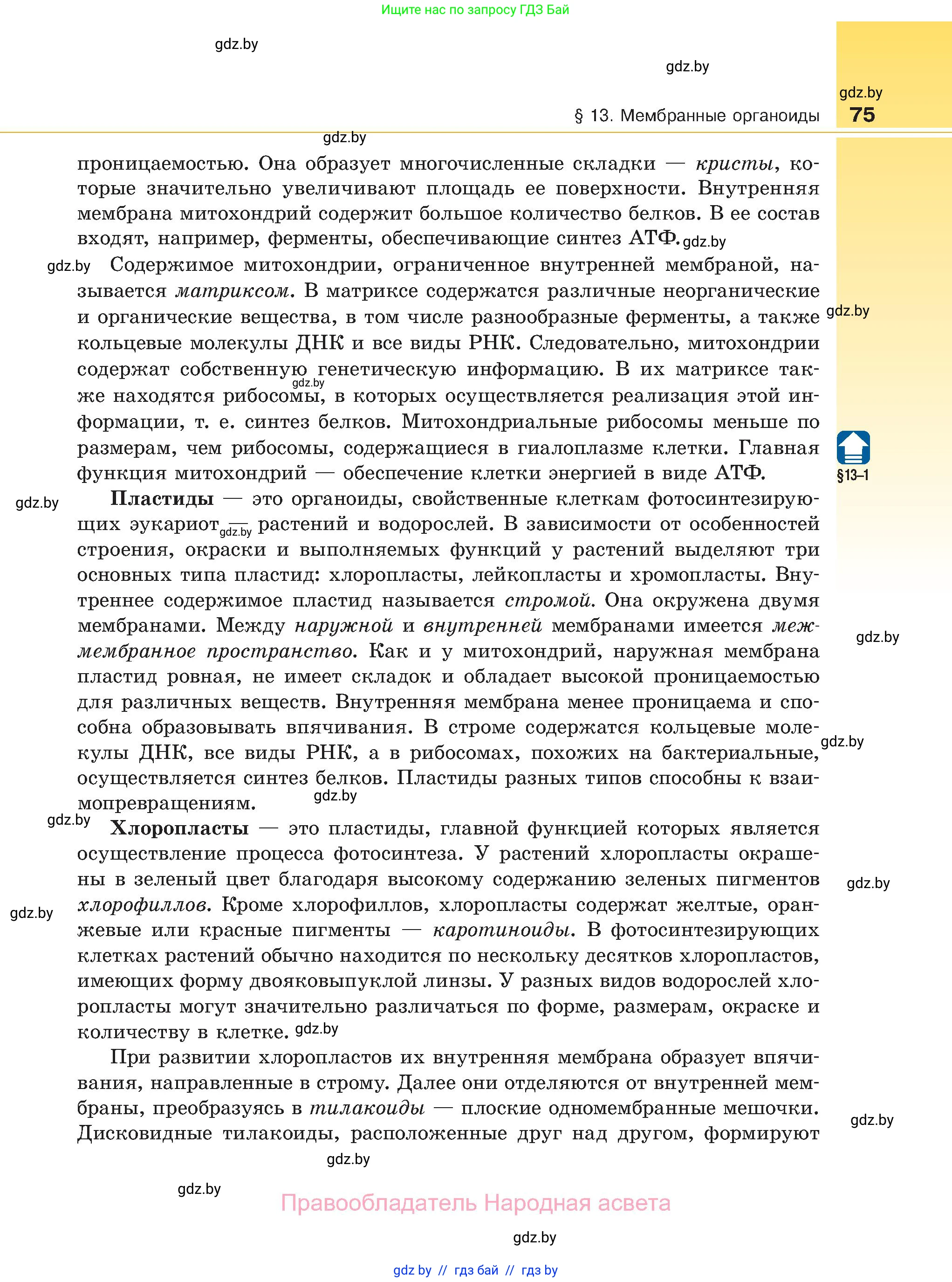 Биология, 11 класс Учебник, авторы: Дашков Максим Леонидович, Песнякевич Александр Георгиевич, Головач Алексей Михайлович, издательство Народная асвета, Минск, 2021, голубого цвета, страница 75