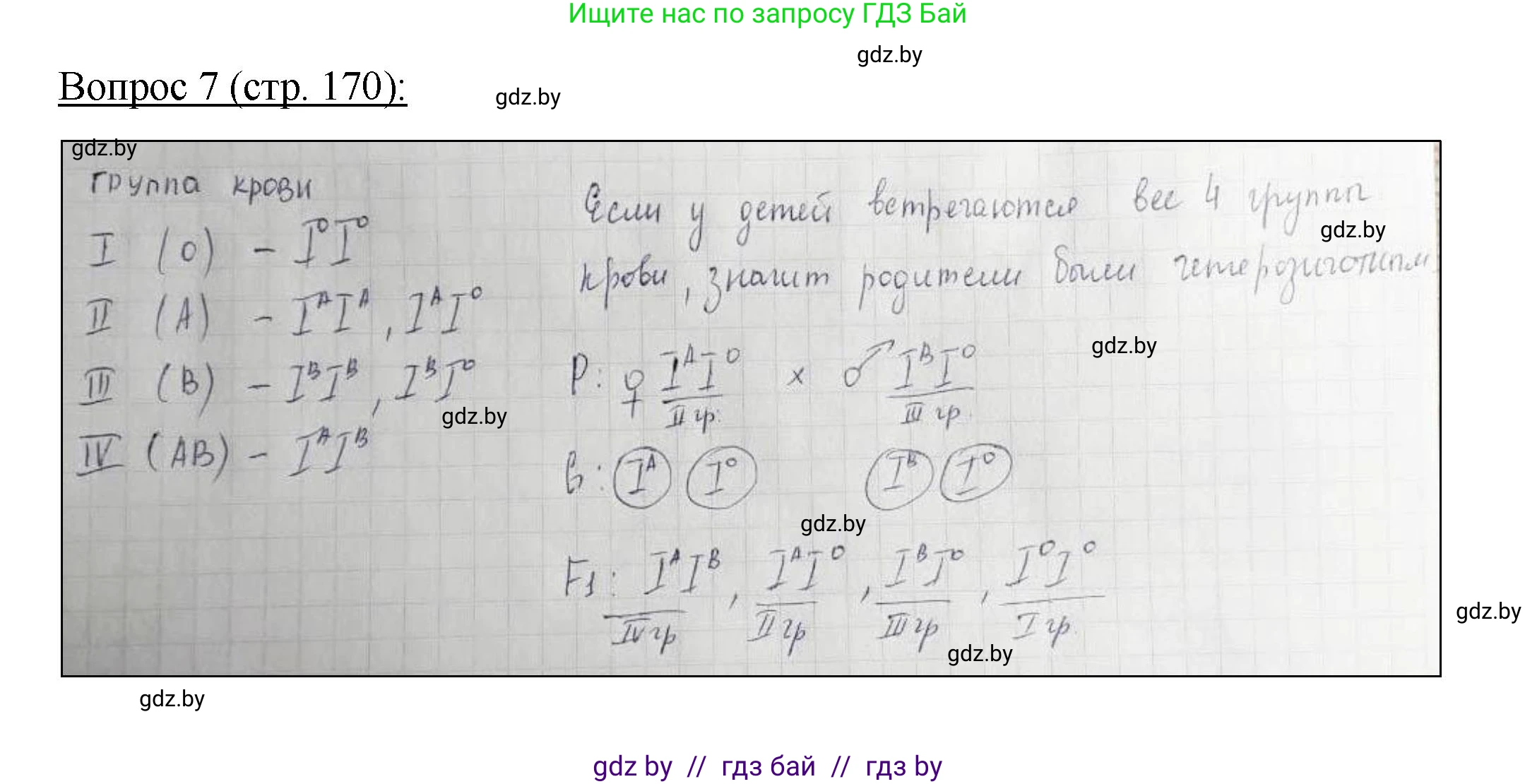 Биология, 11 класс Учебник, авторы: Дашков Максим Леонидович, Песнякевич Александр Георгиевич, Головач Алексей Михайлович, издательство Народная асвета, Минск, 2021, голубого цвета, страница 170, номер 7, Решение