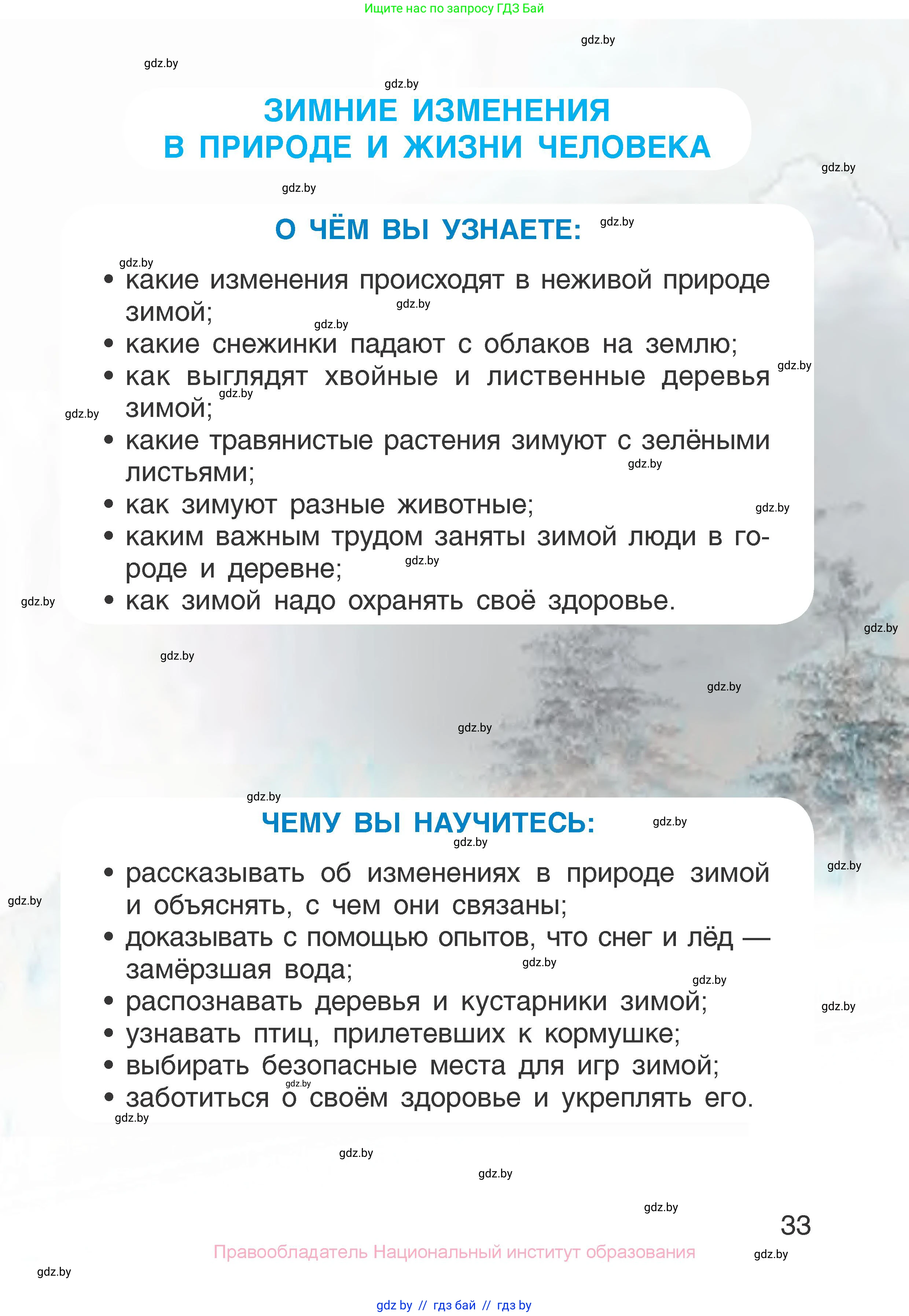 Человек и мир, 1 класс Учебник, авторы: Трафимова Галина Владимировна, Трафимов Сергей Анатольевич, издательство Национальный институт образования, Минск, 2023, салатового цвета, страница 33