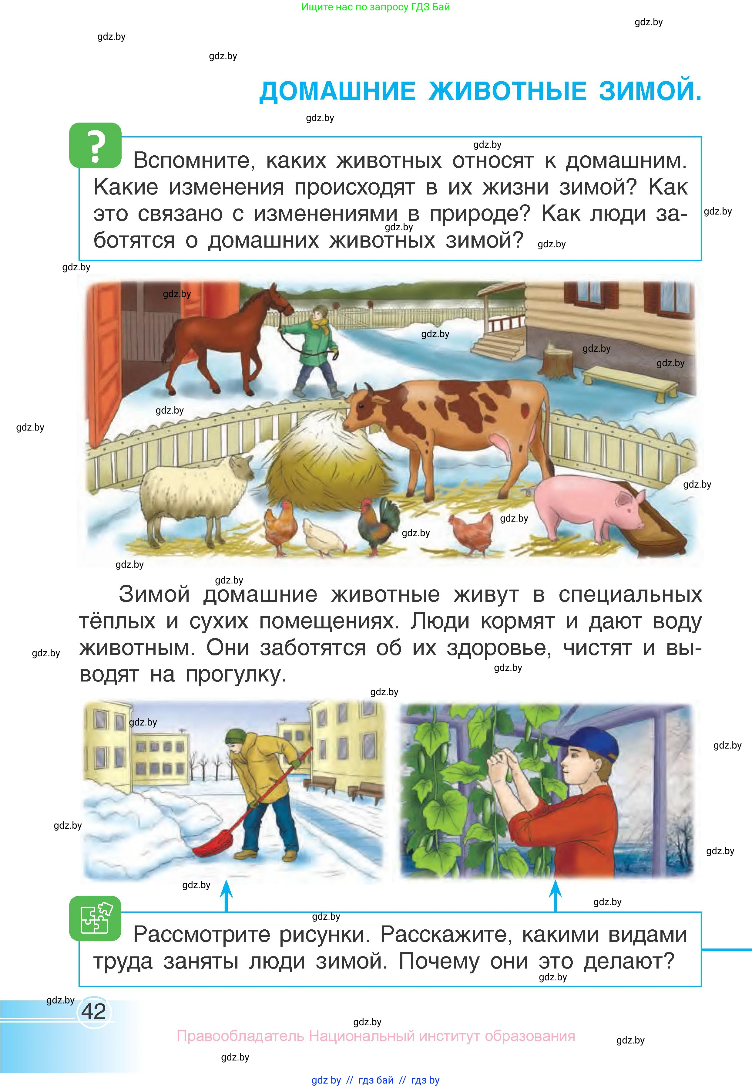 Человек и мир, 1 класс Учебник, авторы: Трафимова Галина Владимировна, Трафимов Сергей Анатольевич, издательство Национальный институт образования, Минск, 2023, салатового цвета, страница 42