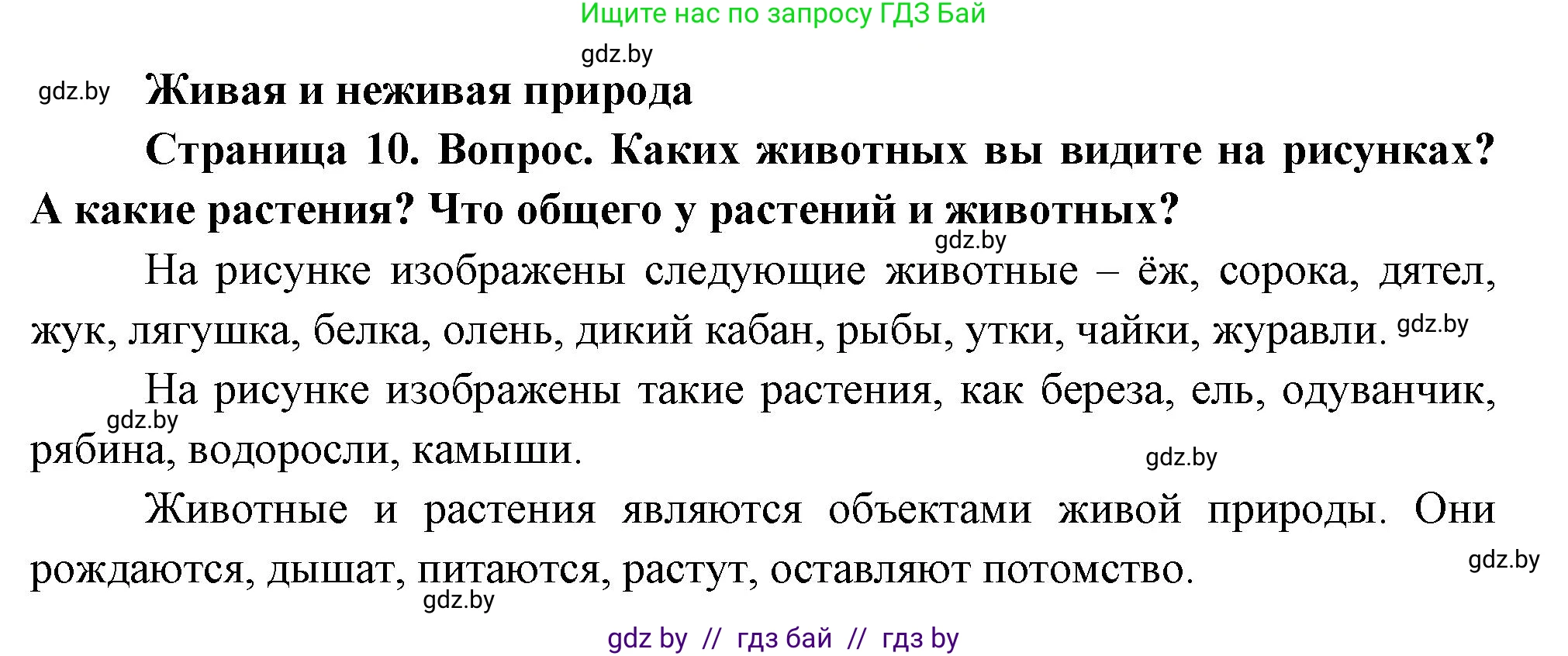 Человек и мир, 1 класс Учебник, авторы: Трафимова Галина Владимировна, Трафимов Сергей Анатольевич, издательство Национальный институт образования, Минск, 2023, салатового цвета, страница 10, Решение