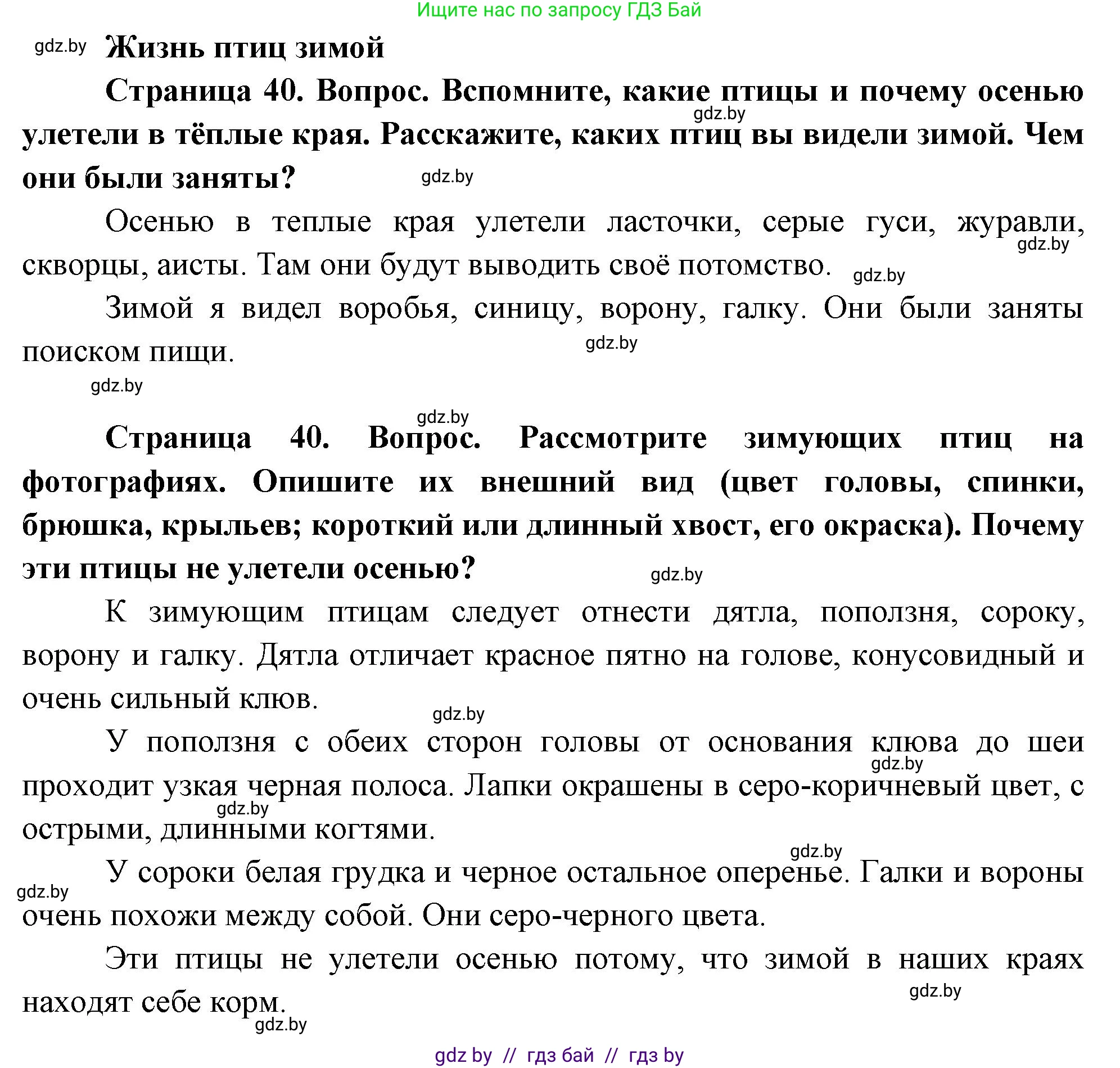 Человек и мир, 1 класс Учебник, авторы: Трафимова Галина Владимировна, Трафимов Сергей Анатольевич, издательство Национальный институт образования, Минск, 2023, салатового цвета, страница 40, Решение