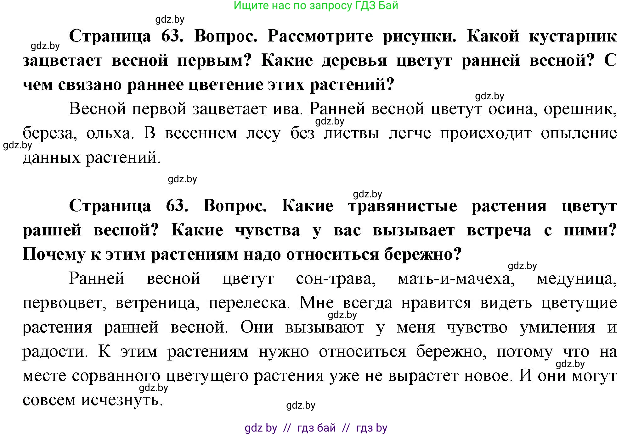Человек и мир, 1 класс Учебник, авторы: Трафимова Галина Владимировна, Трафимов Сергей Анатольевич, издательство Национальный институт образования, Минск, 2023, салатового цвета, страница 63, Решение