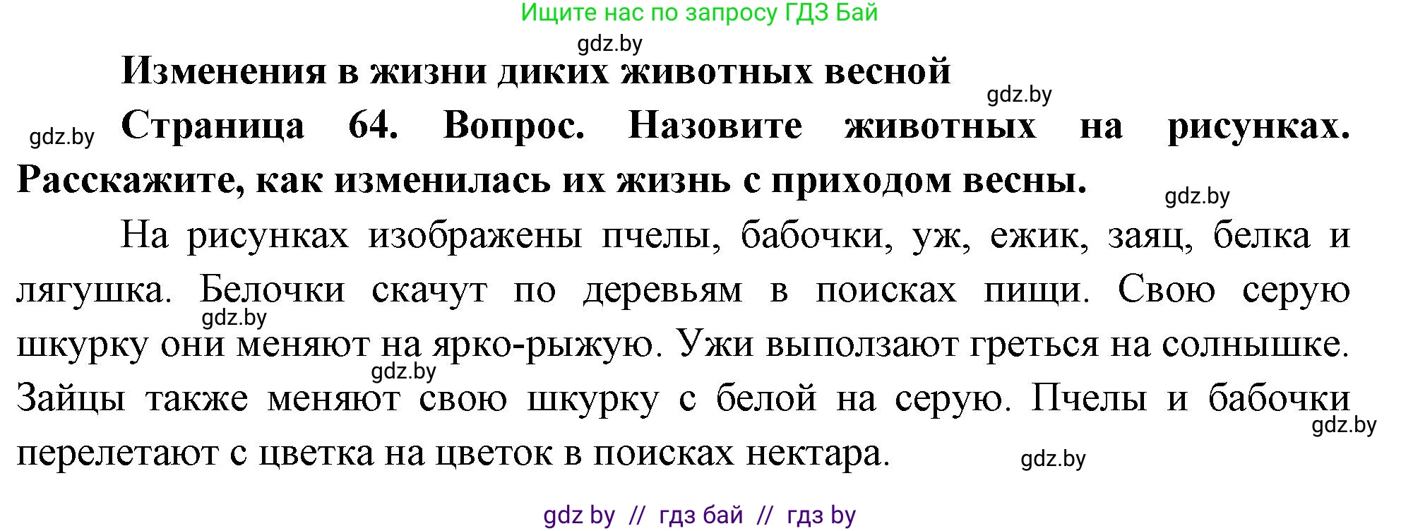 Человек и мир, 1 класс Учебник, авторы: Трафимова Галина Владимировна, Трафимов Сергей Анатольевич, издательство Национальный институт образования, Минск, 2023, салатового цвета, страница 64, Решение