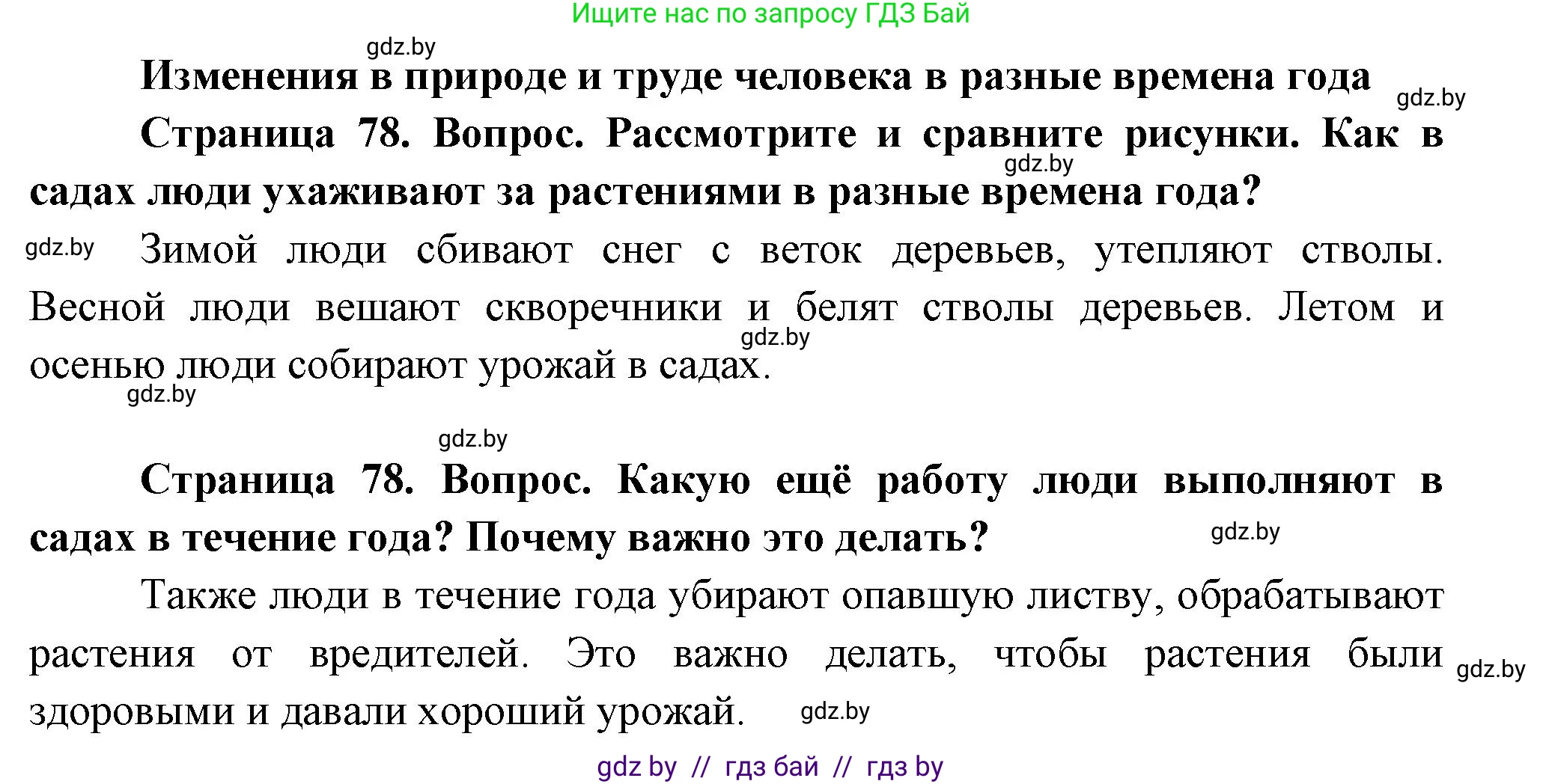 Человек и мир, 1 класс Учебник, авторы: Трафимова Галина Владимировна, Трафимов Сергей Анатольевич, издательство Национальный институт образования, Минск, 2023, салатового цвета, страница 78, Решение