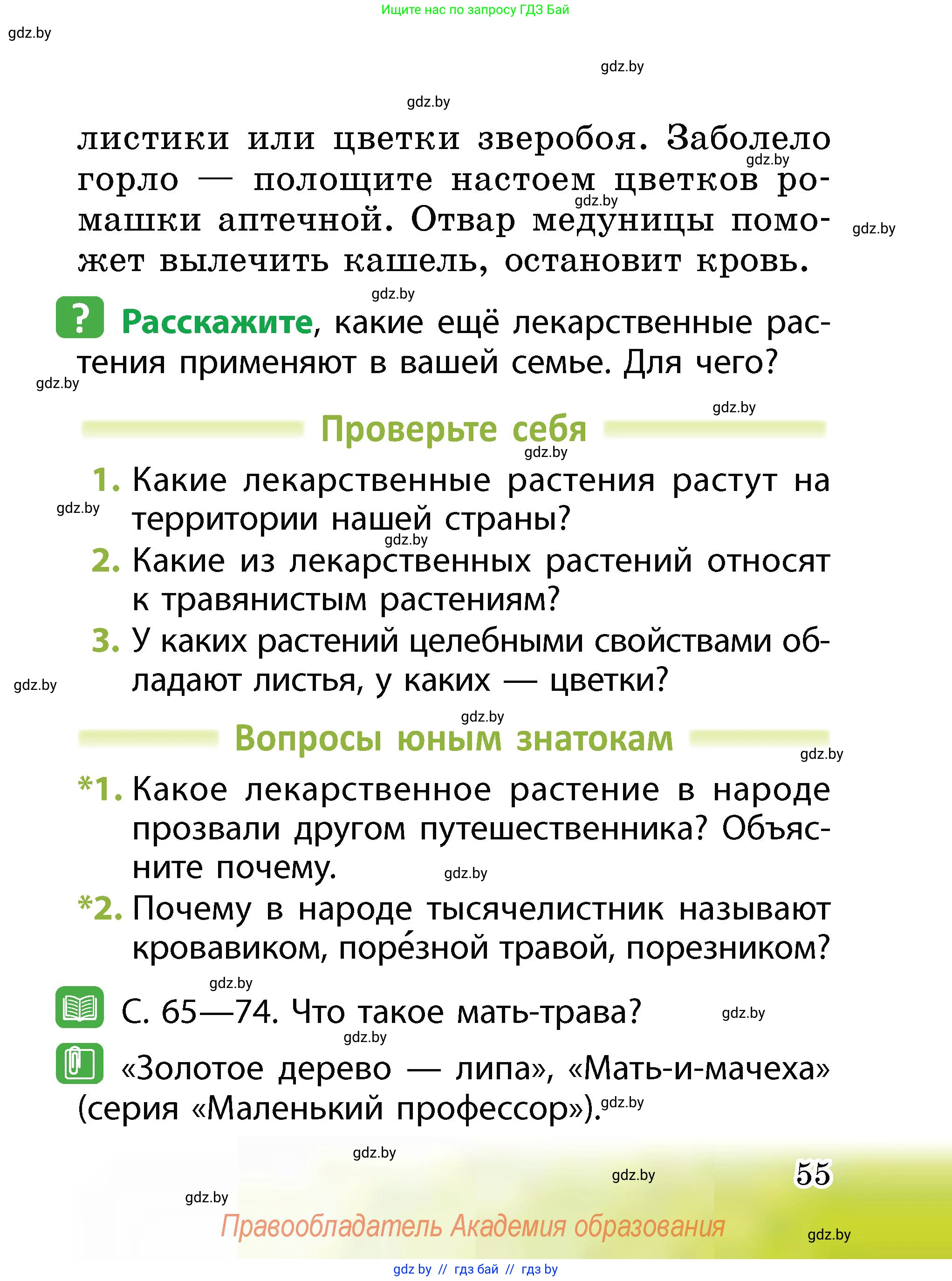 Человек и мир, 2 класс Учебник, авторы: Трафимова Галина Владимировна, Трафимов Сергей Анатольевич, издательство Академия образования, Минск, 2024, страница 55