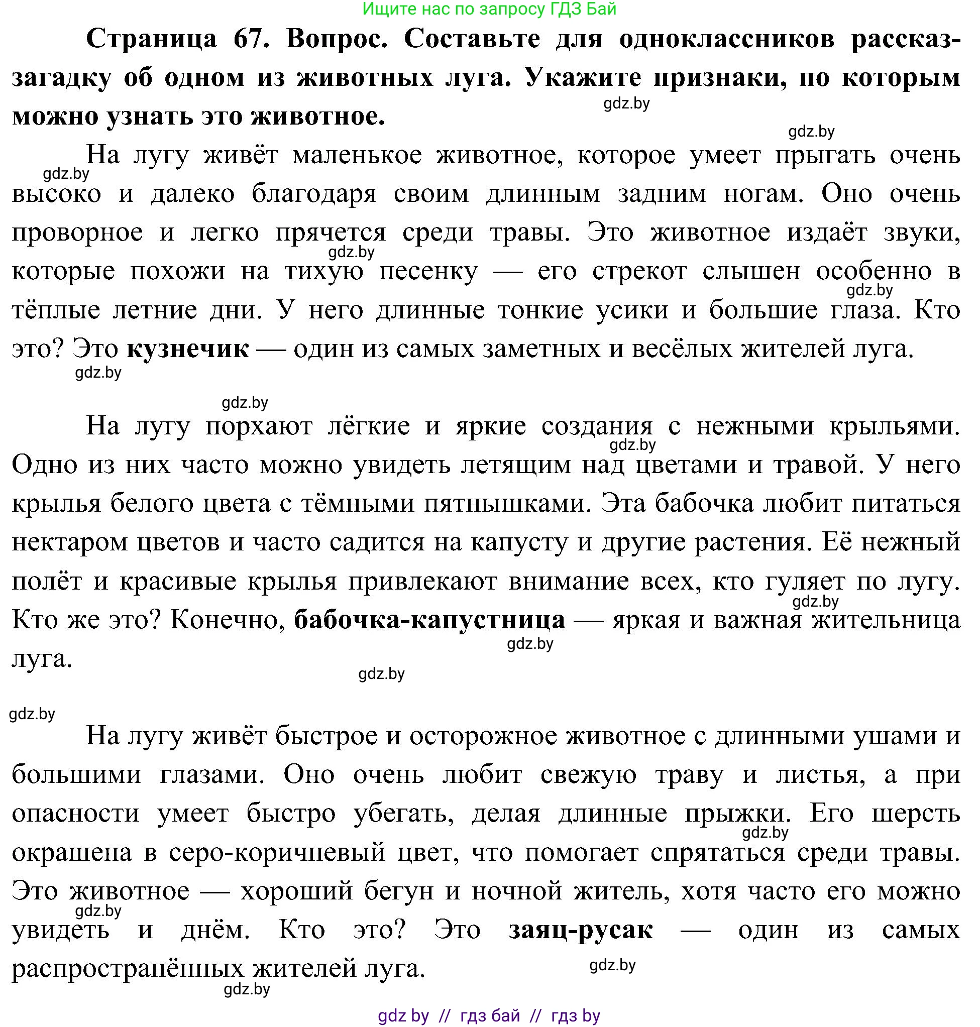 Человек и мир, 3 класс Учебник, авторы: Трафимова Галина Владимировна, Трафимов Сергей Анатольевич, издательство Академия образования, Минск, 2025, голубого цвета, страница 67, Решение