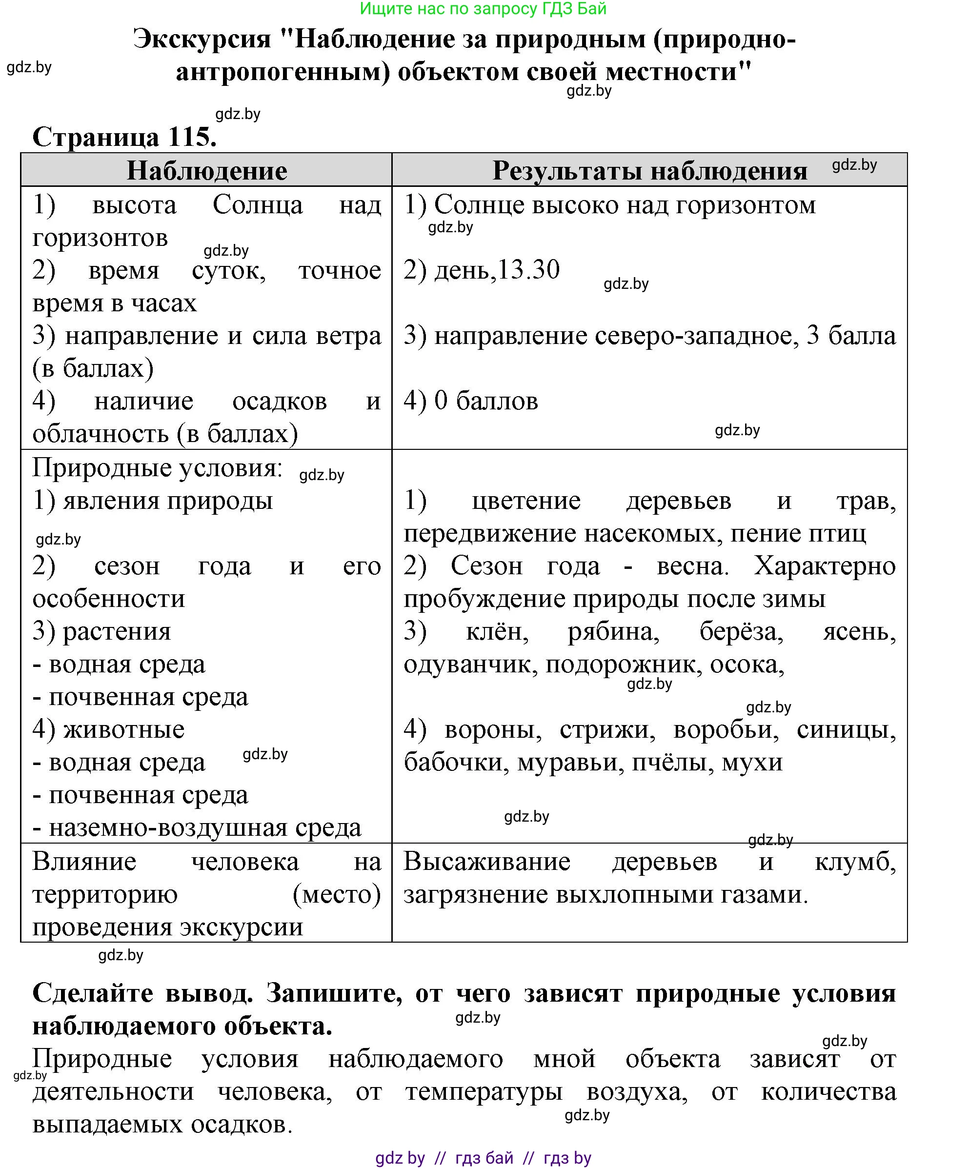 Человек и мир, 5 класс рабочая тетрадь, авторы: Лопух Пётр Степанович, Шкель Людмила Валерьевна, издательство Аверсэв, Минск, 2022, страница 115, номер 3, Решение