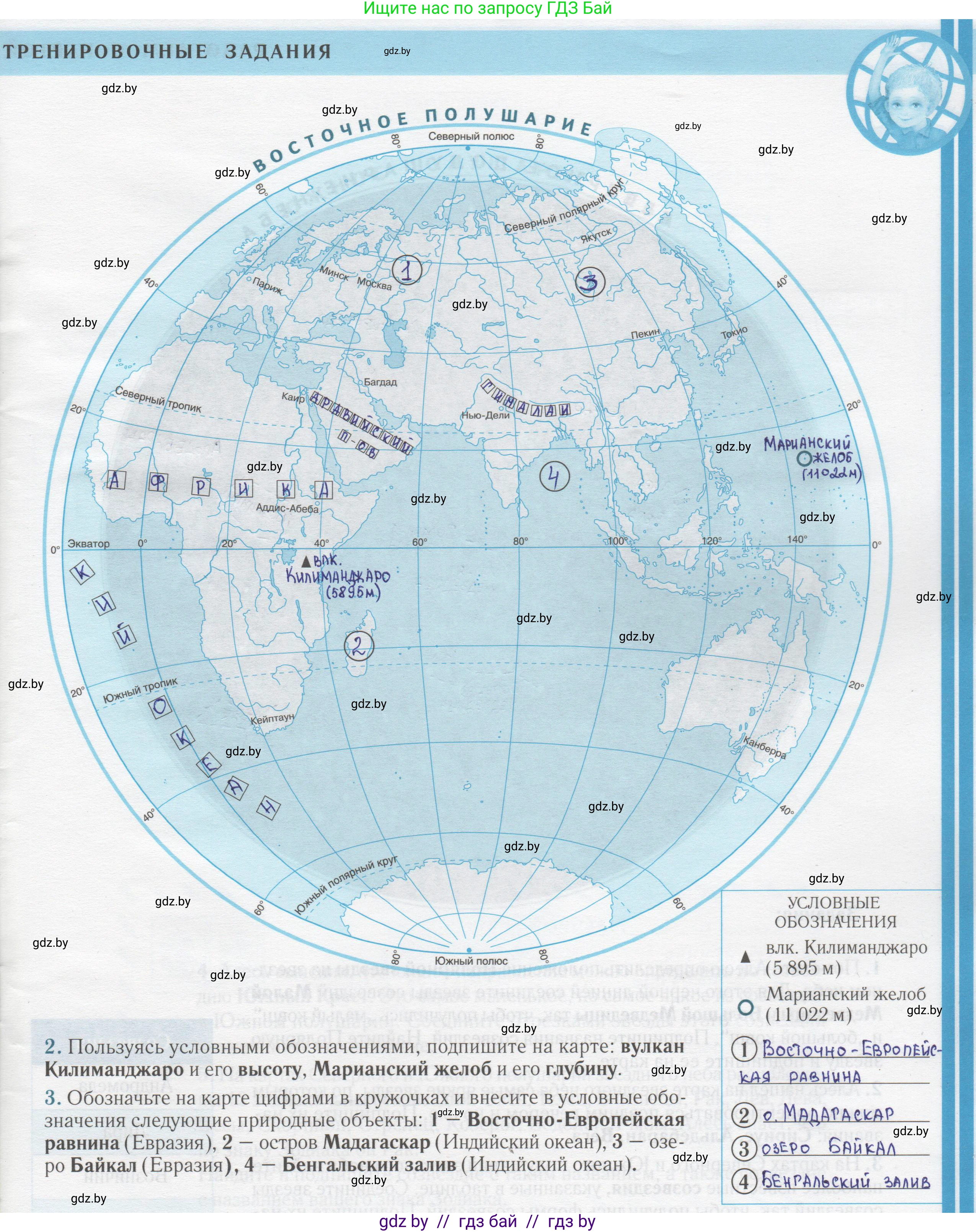 Человек и мир, 5 класс Контурные карты, авторы: Лопух Пётр Степанович, Сарычева Ольга Владимировна, Шкель Людмила Валерьевна, издательство Белкартография, Минск, 2022, голубого цвета, страница 3, Решение