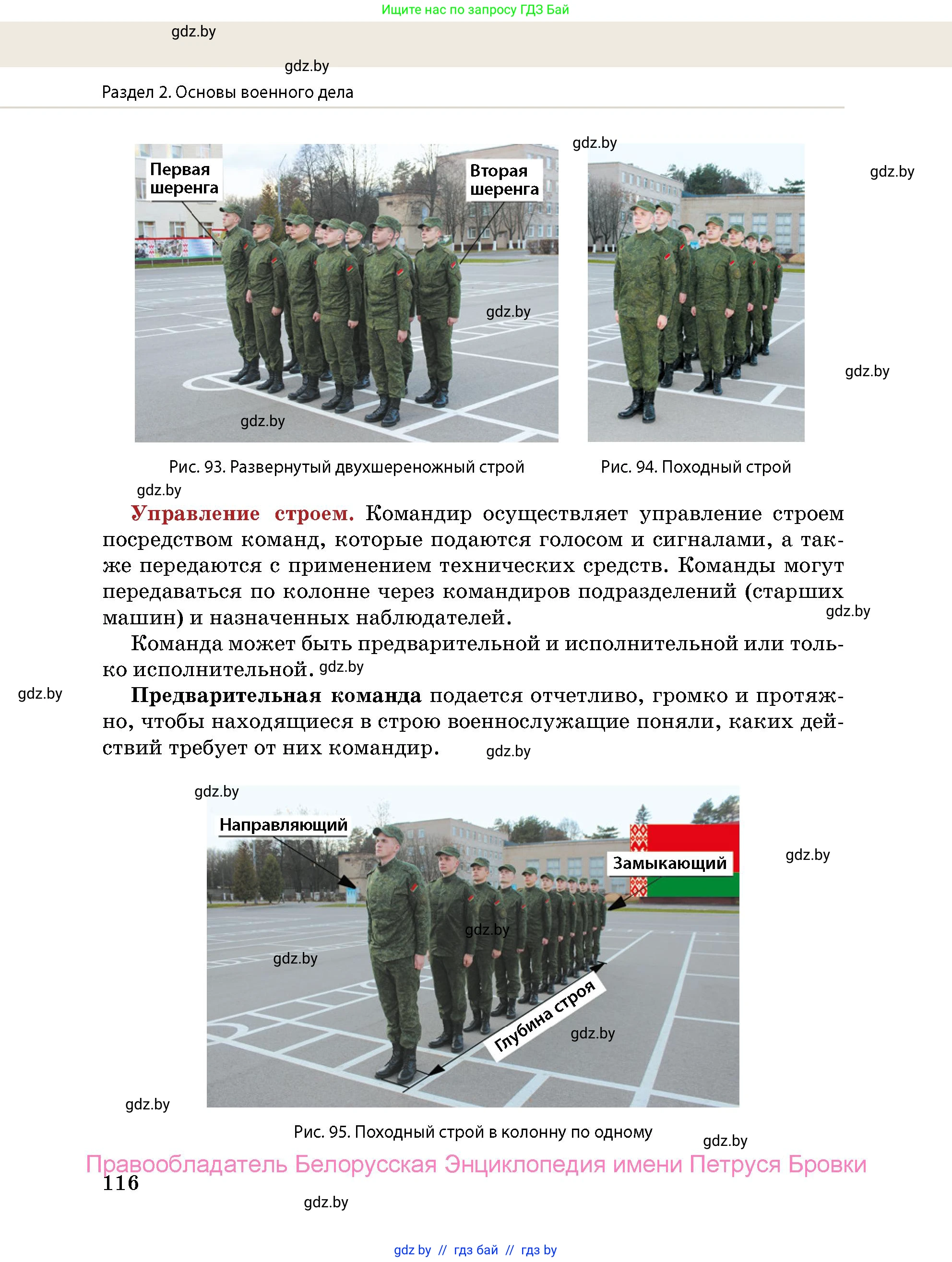 допризывная подготовка, 10-11 класс Учебник, авторы: Драгунов Вадим Валерьевич, Богдан Василий Генрихович, Городниченко Александр Николаевич, Дроговоз И Г, Кирпичев С Н, Мирончук С П, Павлющик А А, Ржеутский Л Я, Савчанчик С А, Стринкевич А Л, Хатешев Н С, Шелудков И Г, Шуканов С В, издательство Белорусская Энциклопедия имени Петруся Бровки, Минск, 2019, страница 116