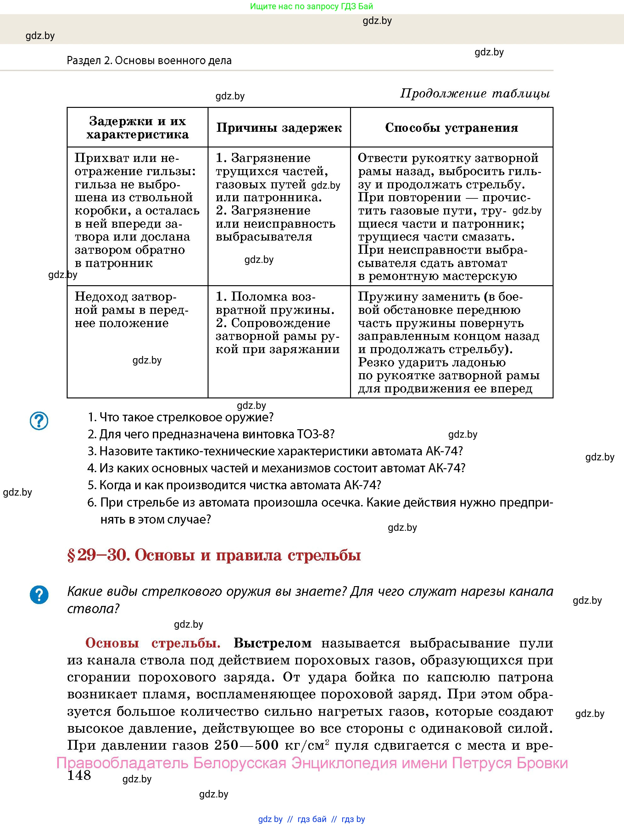 допризывная подготовка, 10-11 класс Учебник, авторы: Драгунов Вадим Валерьевич, Богдан Василий Генрихович, Городниченко Александр Николаевич, Дроговоз И Г, Кирпичев С Н, Мирончук С П, Павлющик А А, Ржеутский Л Я, Савчанчик С А, Стринкевич А Л, Хатешев Н С, Шелудков И Г, Шуканов С В, издательство Белорусская Энциклопедия имени Петруся Бровки, Минск, 2019, страница 148