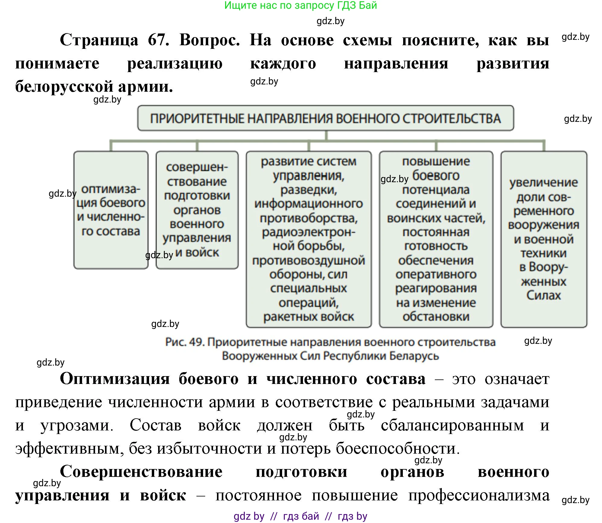 допризывная подготовка, 10-11 класс Учебник, авторы: Драгунов Вадим Валерьевич, Богдан Василий Генрихович, Городниченко Александр Николаевич, Дроговоз И Г, Кирпичев С Н, Мирончук С П, Павлющик А А, Ржеутский Л Я, Савчанчик С А, Стринкевич А Л, Хатешев Н С, Шелудков И Г, Шуканов С В, издательство Белорусская Энциклопедия имени Петруся Бровки, Минск, 2019, страница 67, номер 1, Решение