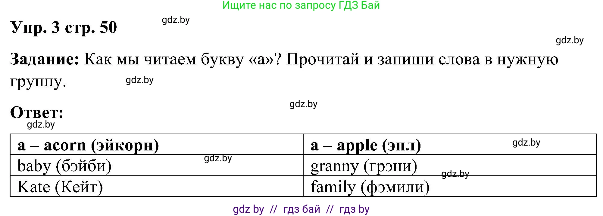 Английский язык (english), 3 класс практикум (activity book ), авторы: Лапицкая Людмила Михайловна (Lapitskaya Ludmila), Калишевич Алла Ивановна, Севрюкова Татьяна Юрьевна, Седунова Наталья Михайловна (Sedunova Natalia), издательство Аверсэв, Минск, 2023, зелёного цвета, Часть 1, страница 50, номер 4, Решение
