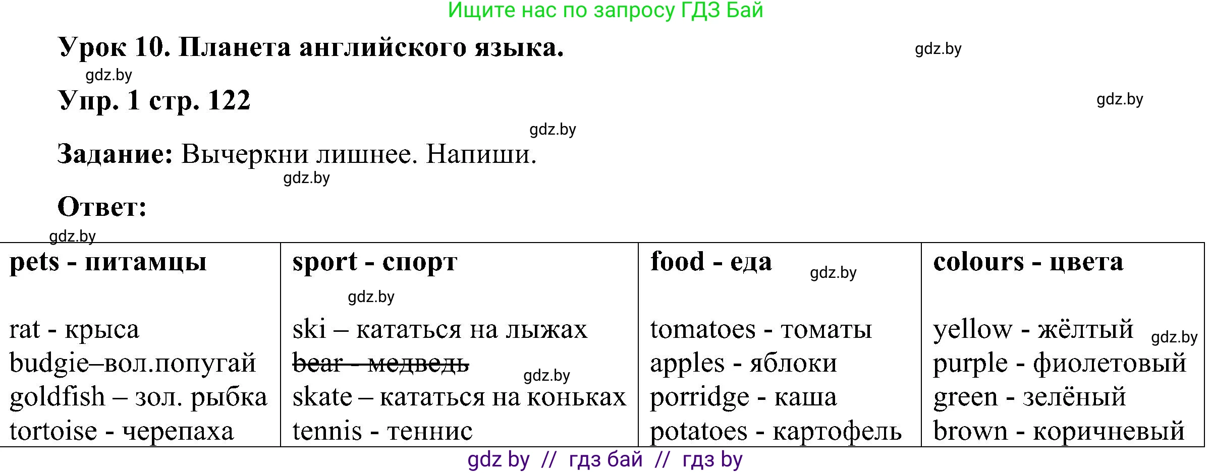 Английский язык (english), 3 класс практикум (activity book ), авторы: Лапицкая Людмила Михайловна (Lapitskaya Ludmila), Калишевич Алла Ивановна, Севрюкова Татьяна Юрьевна, Седунова Наталья Михайловна (Sedunova Natalia), издательство Аверсэв, Минск, 2023, зелёного цвета, Часть 2, страница 122, номер 1, Решение