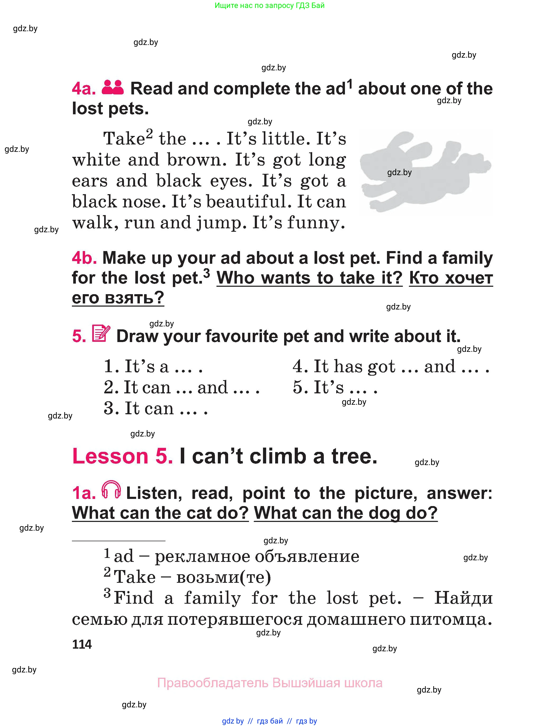 Английский язык (english), 3 класс Учебник, авторы: Лапицкая Людмила Михайловна (Lapitskaya Ludmila), Калишевич Алла Ивановна, Севрюкова Татьяна Юрьевна, Седунова Наталья Михайловна (Sedunova Natalia), издательство Вышэйшая школа, Минск, 2023, Часть 1, страница 114