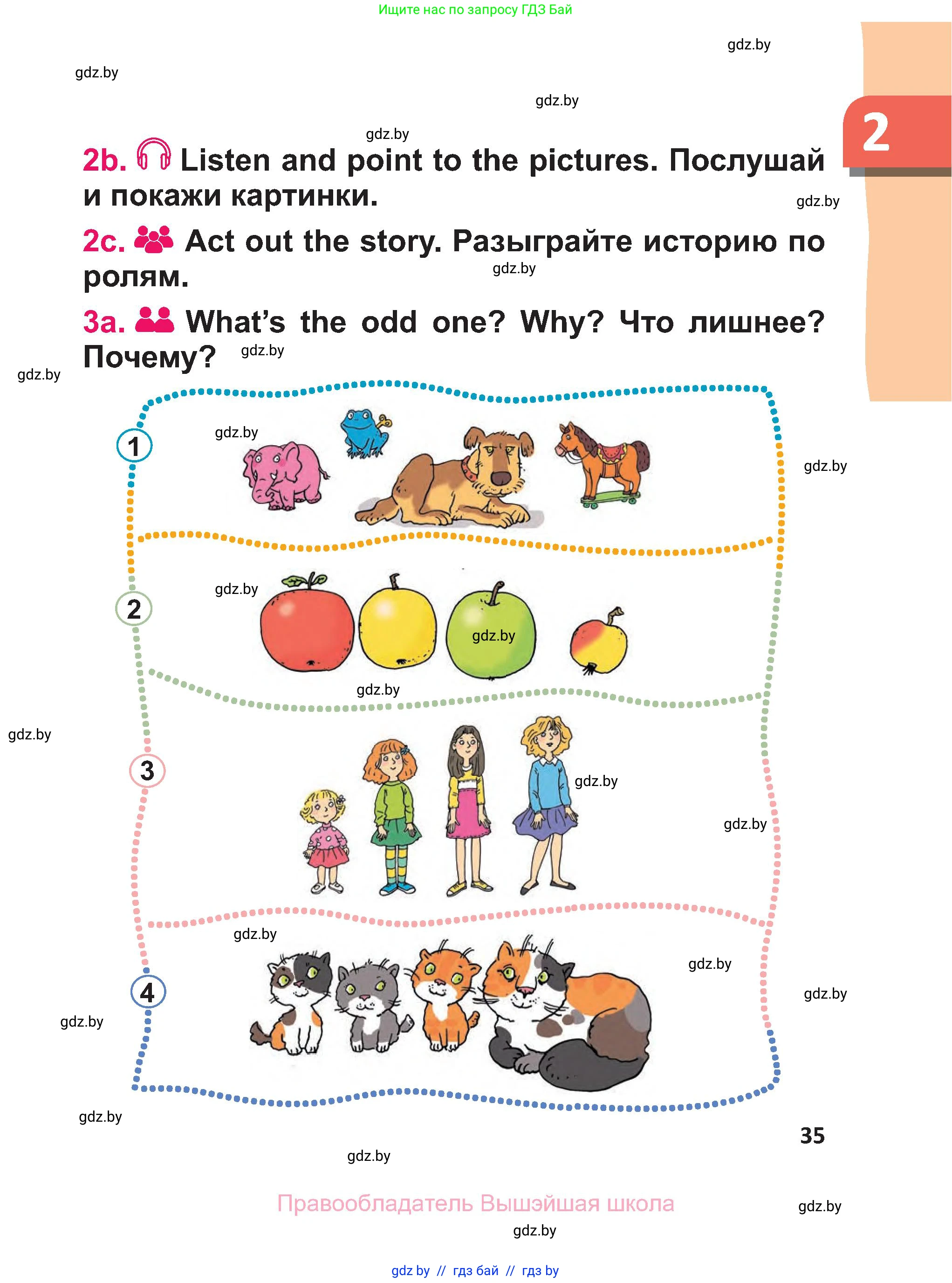 Английский язык (english), 3 класс Учебник, авторы: Лапицкая Людмила Михайловна (Lapitskaya Ludmila), Калишевич Алла Ивановна, Севрюкова Татьяна Юрьевна, Седунова Наталья Михайловна (Sedunova Natalia), издательство Вышэйшая школа, Минск, 2023, Часть 1, страница 35