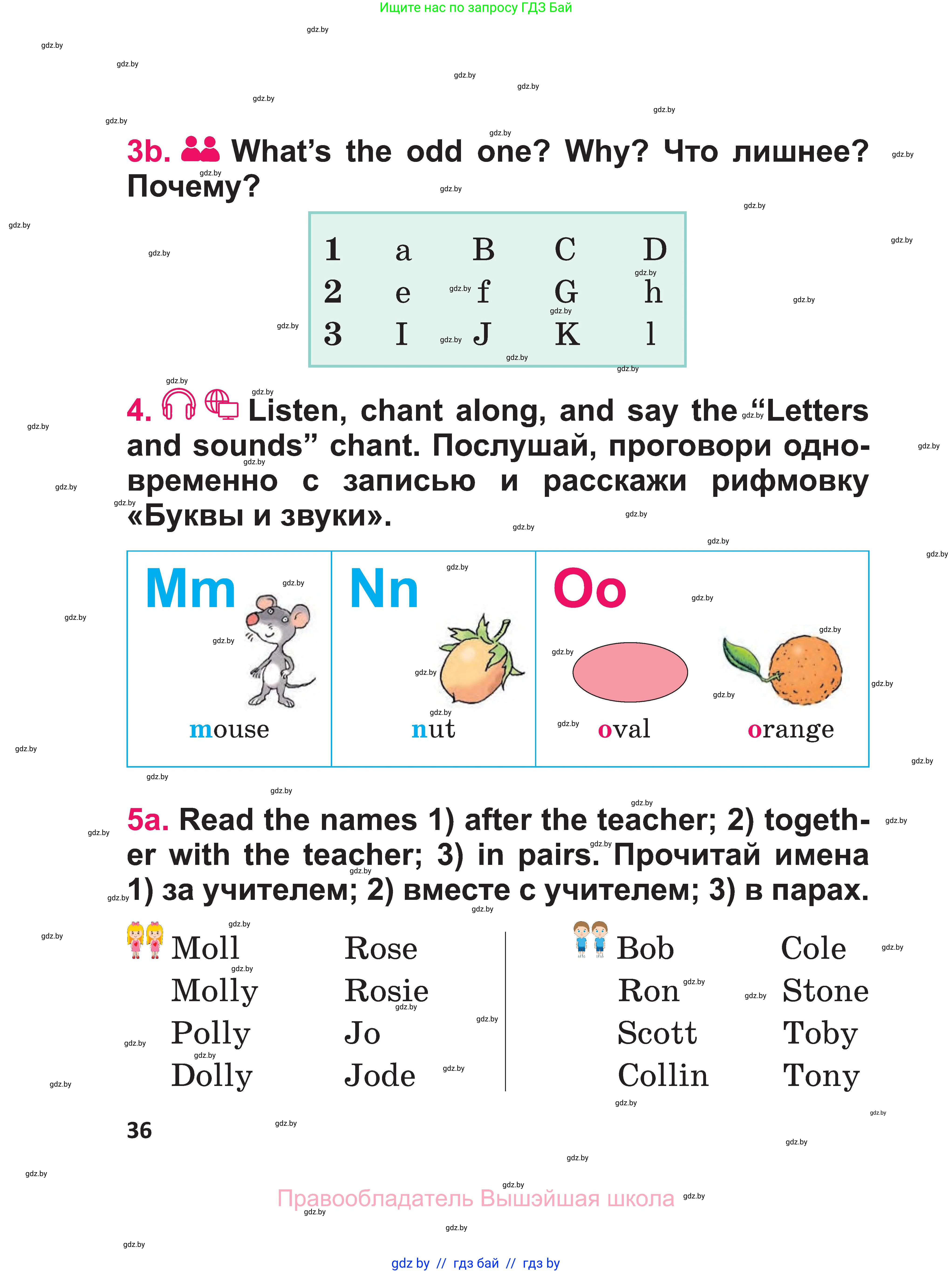 Английский язык (english), 3 класс Учебник, авторы: Лапицкая Людмила Михайловна (Lapitskaya Ludmila), Калишевич Алла Ивановна, Севрюкова Татьяна Юрьевна, Седунова Наталья Михайловна (Sedunova Natalia), издательство Вышэйшая школа, Минск, 2023, Часть 1, страница 36