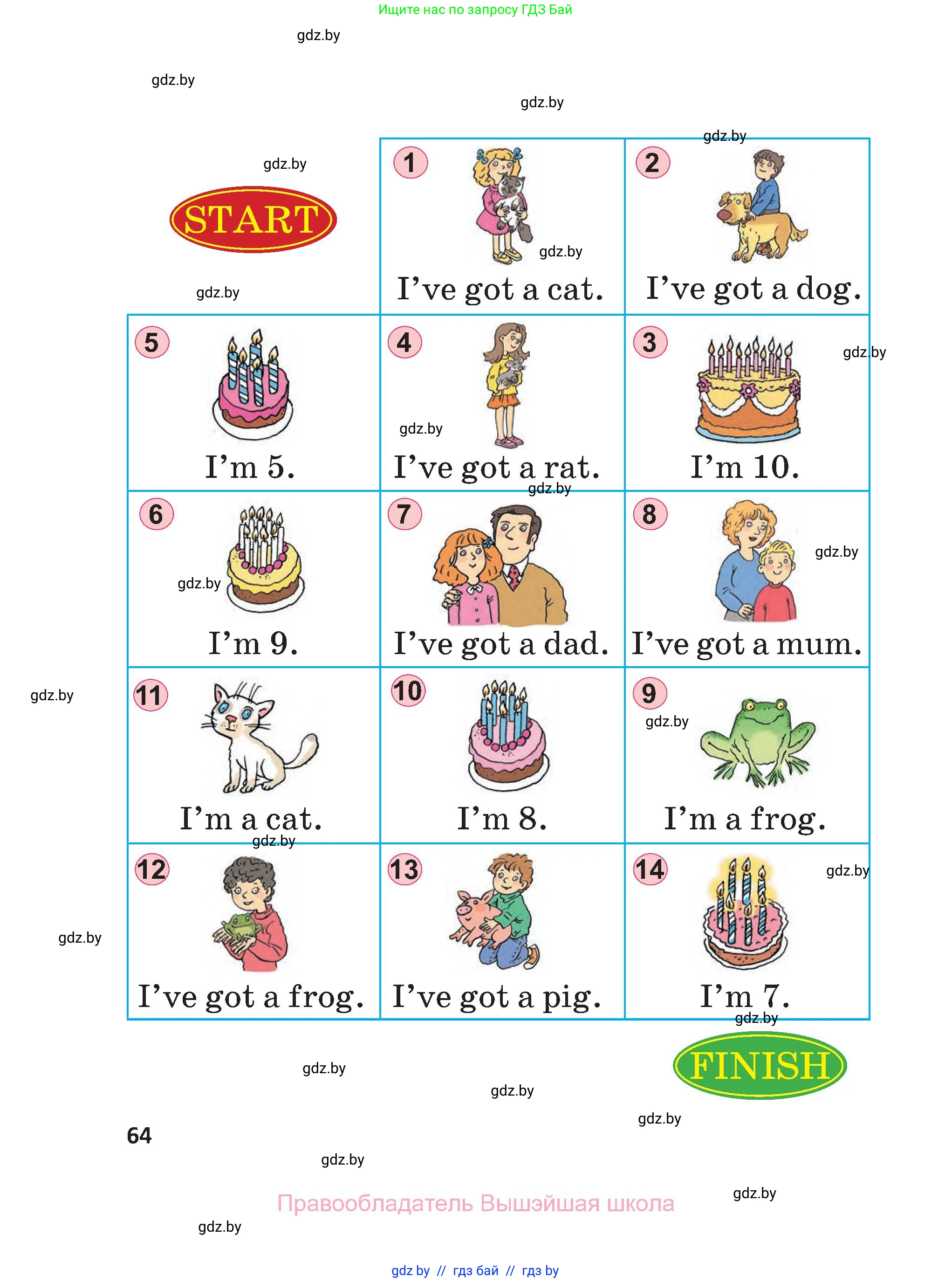 Английский язык (english), 3 класс Учебник, авторы: Лапицкая Людмила Михайловна (Lapitskaya Ludmila), Калишевич Алла Ивановна, Севрюкова Татьяна Юрьевна, Седунова Наталья Михайловна (Sedunova Natalia), издательство Вышэйшая школа, Минск, 2023, Часть 1, страница 64