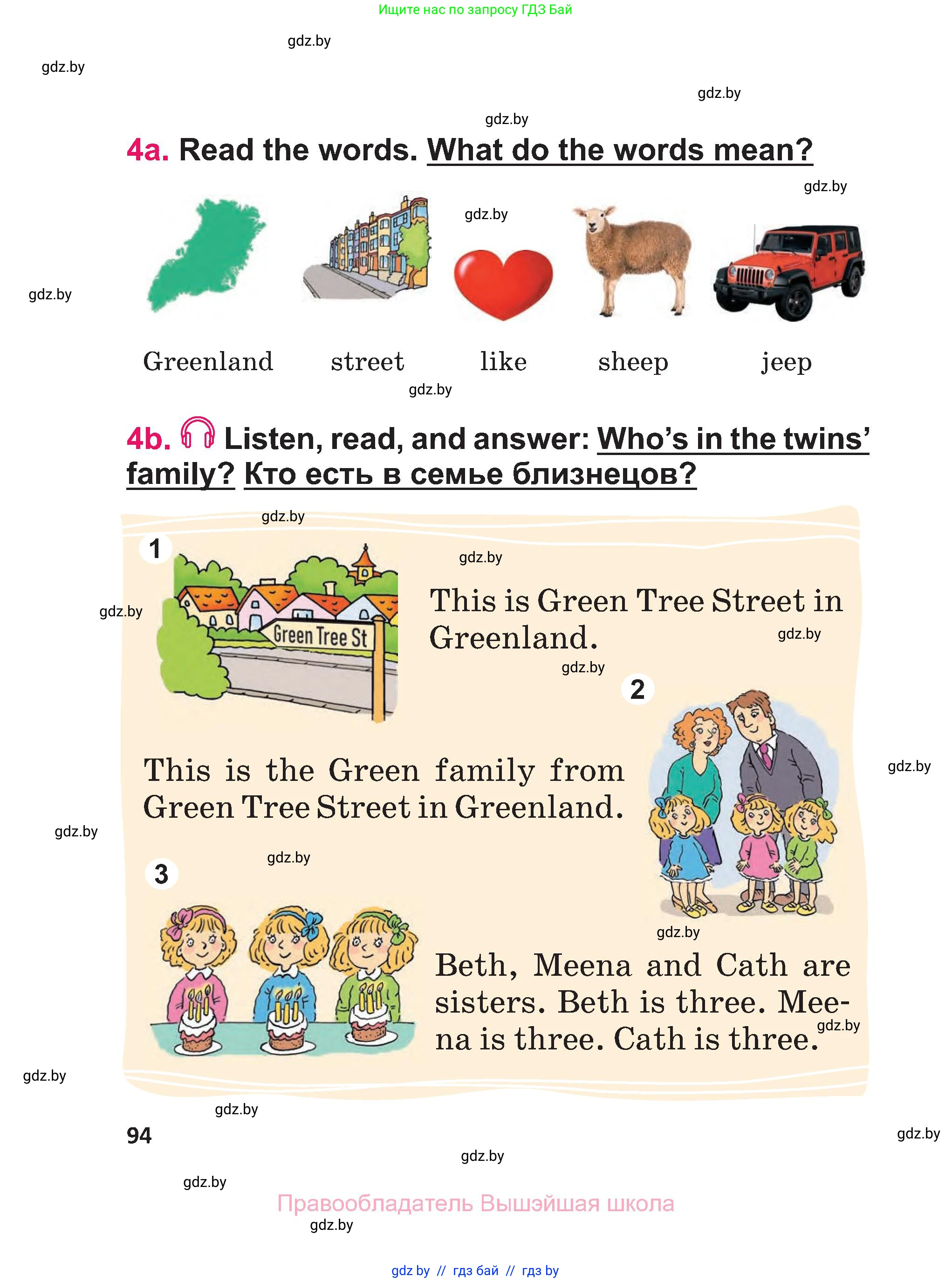 Английский язык (english), 3 класс Учебник, авторы: Лапицкая Людмила Михайловна (Lapitskaya Ludmila), Калишевич Алла Ивановна, Севрюкова Татьяна Юрьевна, Седунова Наталья Михайловна (Sedunova Natalia), издательство Вышэйшая школа, Минск, 2023, Часть 1, страница 94