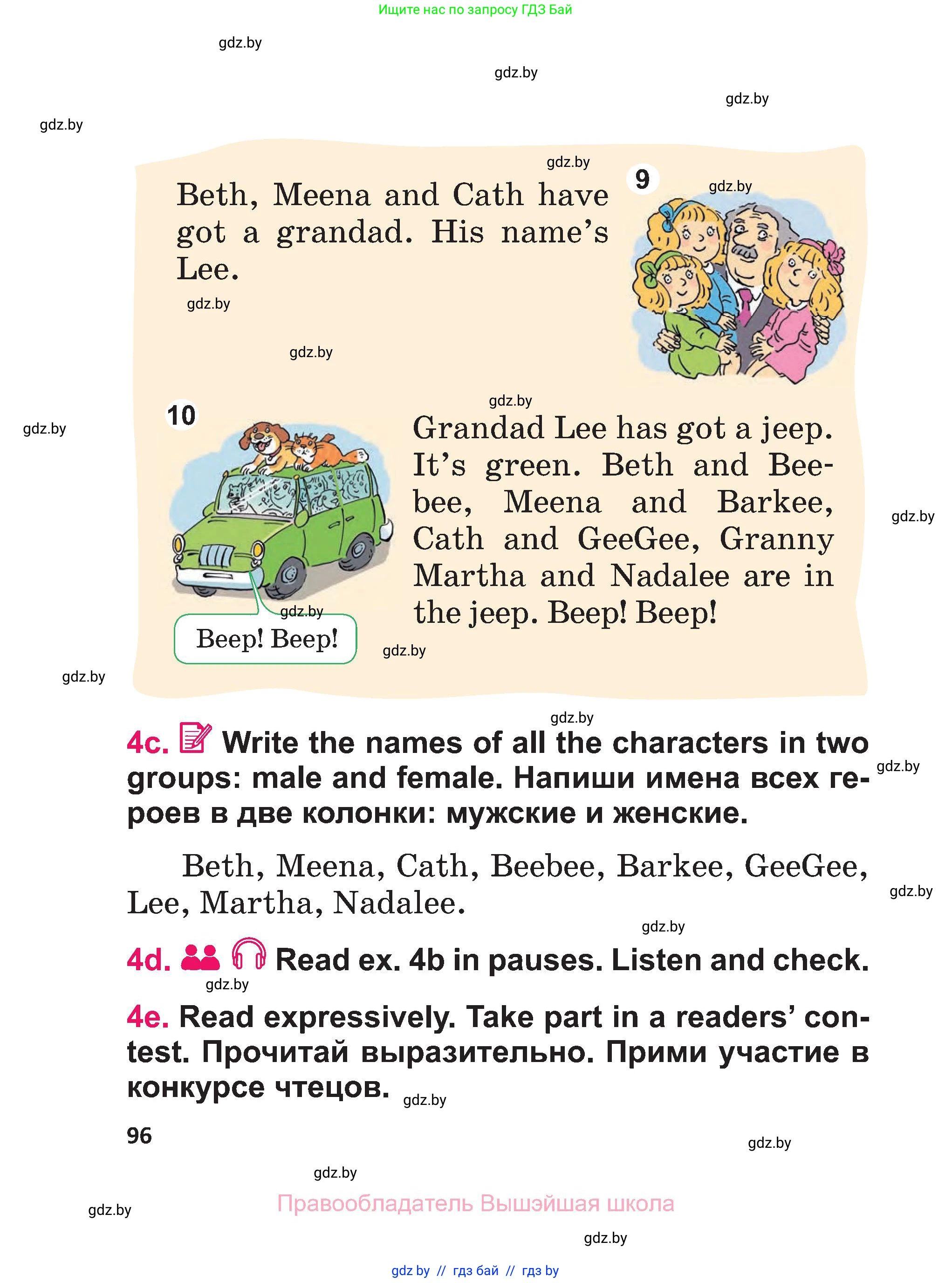 Английский язык (english), 3 класс Учебник, авторы: Лапицкая Людмила Михайловна (Lapitskaya Ludmila), Калишевич Алла Ивановна, Севрюкова Татьяна Юрьевна, Седунова Наталья Михайловна (Sedunova Natalia), издательство Вышэйшая школа, Минск, 2023, Часть 1, страница 96