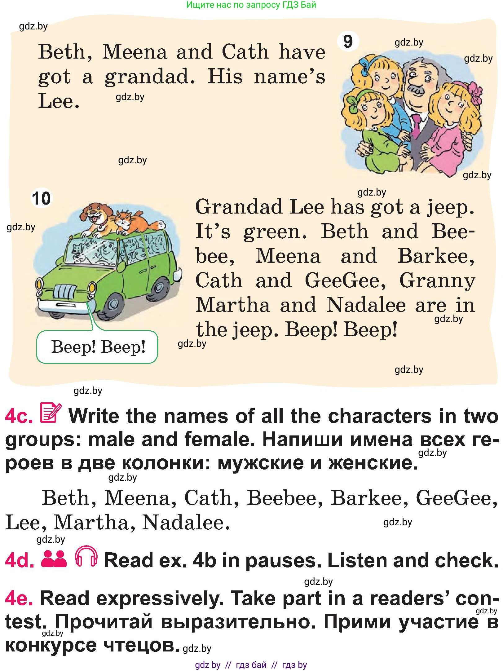 Английский язык (english), 3 класс Учебник, авторы: Лапицкая Людмила Михайловна (Lapitskaya Ludmila), Калишевич Алла Ивановна, Севрюкова Татьяна Юрьевна, Седунова Наталья Михайловна (Sedunova Natalia), издательство Вышэйшая школа, Минск, 2023, Часть 1, страница 94, номер 4, Условие (продолжение 3)