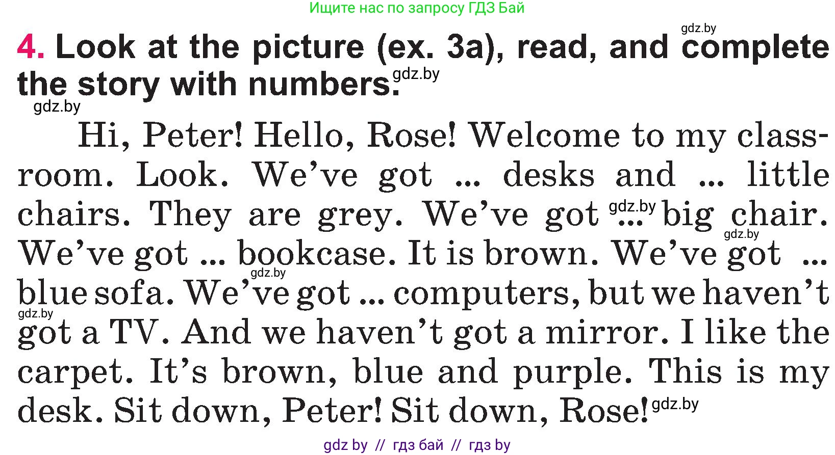 Английский язык (english), 3 класс Учебник, авторы: Лапицкая Людмила Михайловна (Lapitskaya Ludmila), Калишевич Алла Ивановна, Севрюкова Татьяна Юрьевна, Седунова Наталья Михайловна (Sedunova Natalia), издательство Вышэйшая школа, Минск, 2023, Часть 2, страница 35, номер 4, Условие