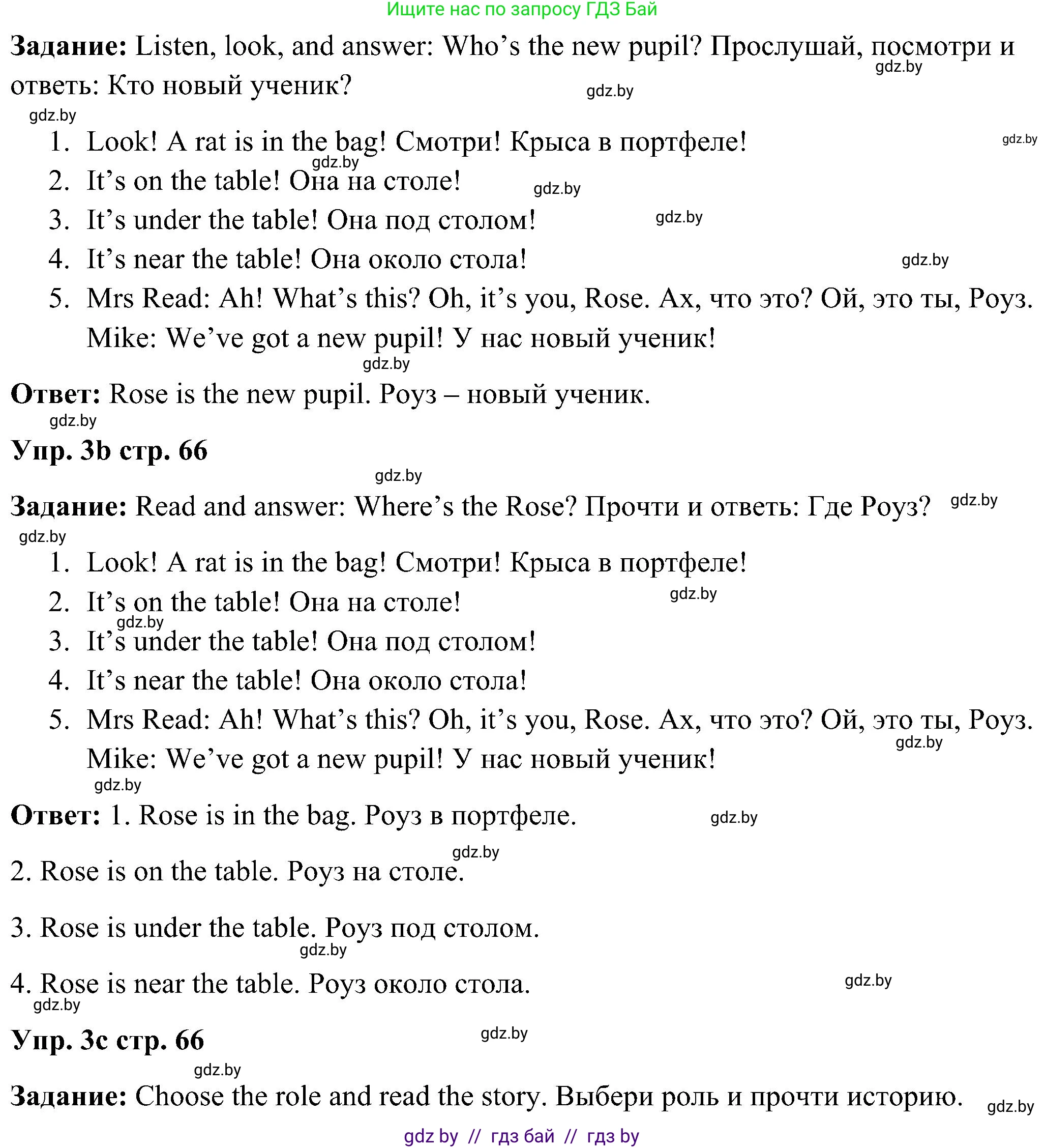 Английский язык (english), 3 класс Учебник, авторы: Лапицкая Людмила Михайловна (Lapitskaya Ludmila), Калишевич Алла Ивановна, Севрюкова Татьяна Юрьевна, Седунова Наталья Михайловна (Sedunova Natalia), издательство Вышэйшая школа, Минск, 2023, Часть 2, страница 66, номер 3, Решение