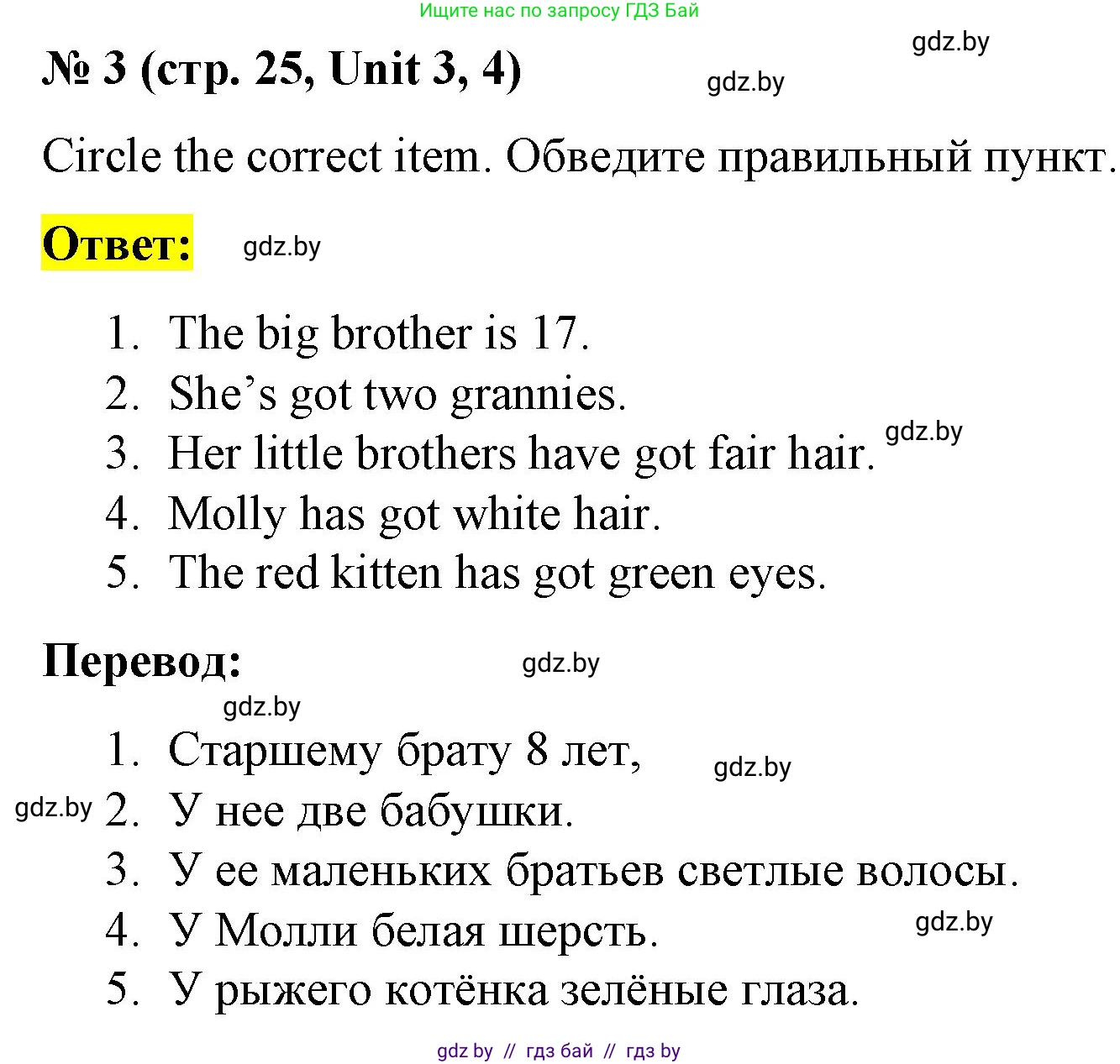 Английский язык (english), 3 класс тесты (test book), автор: Севрюкова Татьяна Юрьевна, издательство Аверсэв, Минск, 2022, голубого цвета, страница 25, номер 3, Решение
