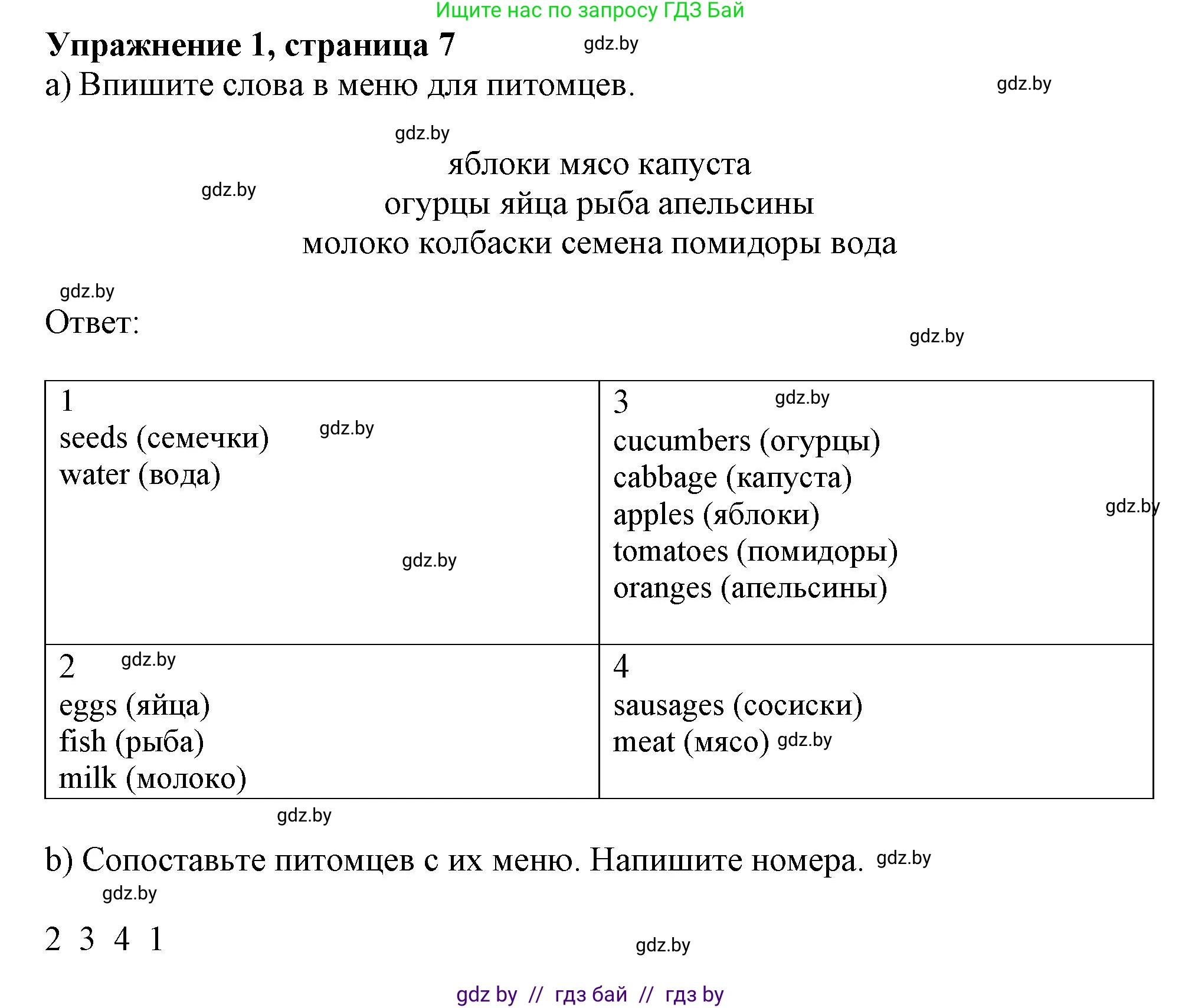 Английский язык (english), 4 класс практикум (activity book ), авторы: Лапицкая Людмила Михайловна (Lapitskaya Ludmila), Седунова Наталья Михайловна (Sedunova Natalia), издательство Аверсэв, Минск, 2025, Часть 2, страница 7, номер 1, Решение