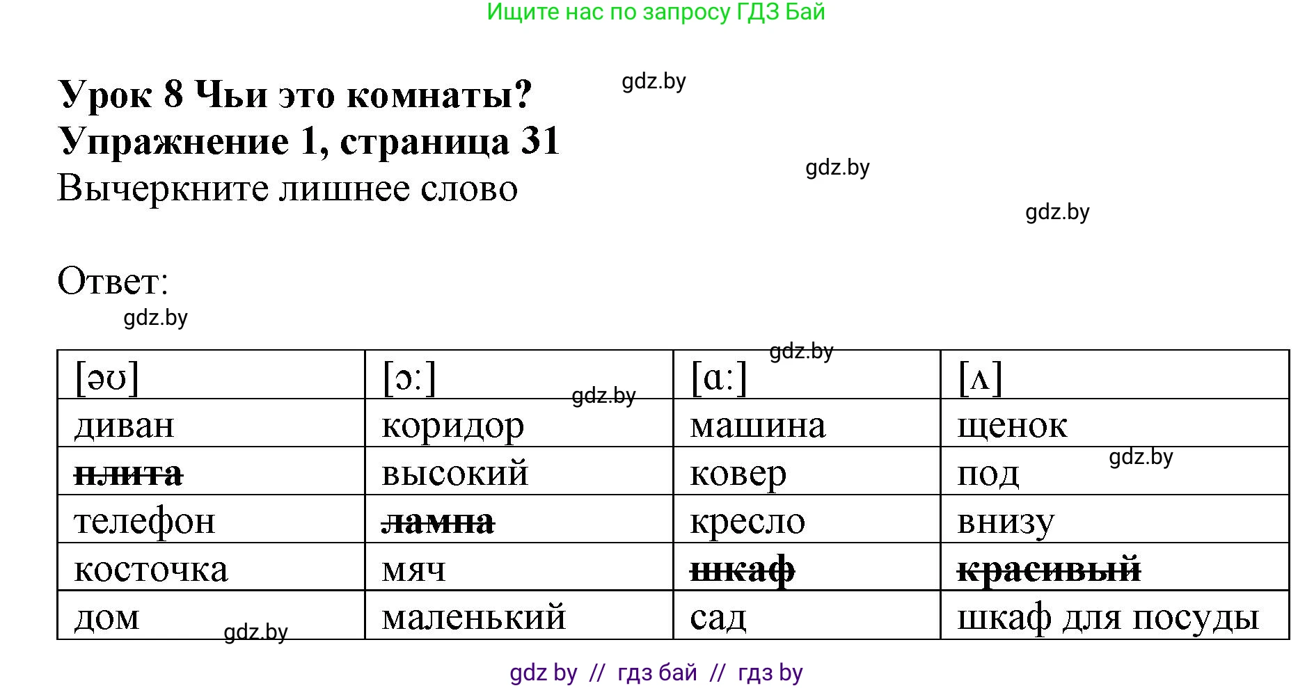 Английский язык (english), 4 класс практикум (activity book ), авторы: Лапицкая Людмила Михайловна (Lapitskaya Ludmila), Седунова Наталья Михайловна (Sedunova Natalia), издательство Аверсэв, Минск, 2025, Часть 2, страница 31, номер 1, Решение