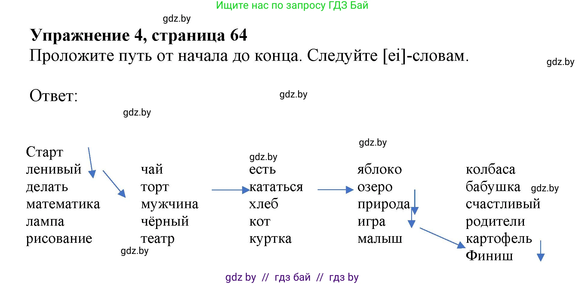 Английский язык (english), 4 класс практикум (activity book ), авторы: Лапицкая Людмила Михайловна (Lapitskaya Ludmila), Седунова Наталья Михайловна (Sedunova Natalia), издательство Аверсэв, Минск, 2025, Часть 2, страница 64, номер 4, Решение