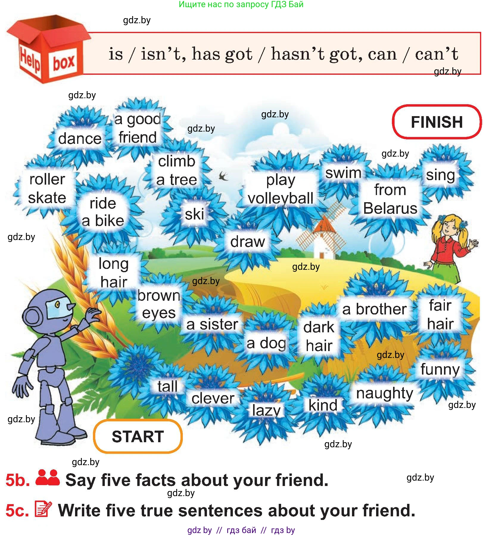 Английский язык (english), 4 класс Учебник (Student's book), авторы: Лапицкая Людмила Михайловна (Lapitskaya Ludmila), Седунова Наталья Михайловна (Sedunova Natalia), издательство Адукацыя i выхаванне, Минск, 2024, бирюзового цвета, Часть ( Part) 1, страница 16, номер 5, Условие (продолжение 2)